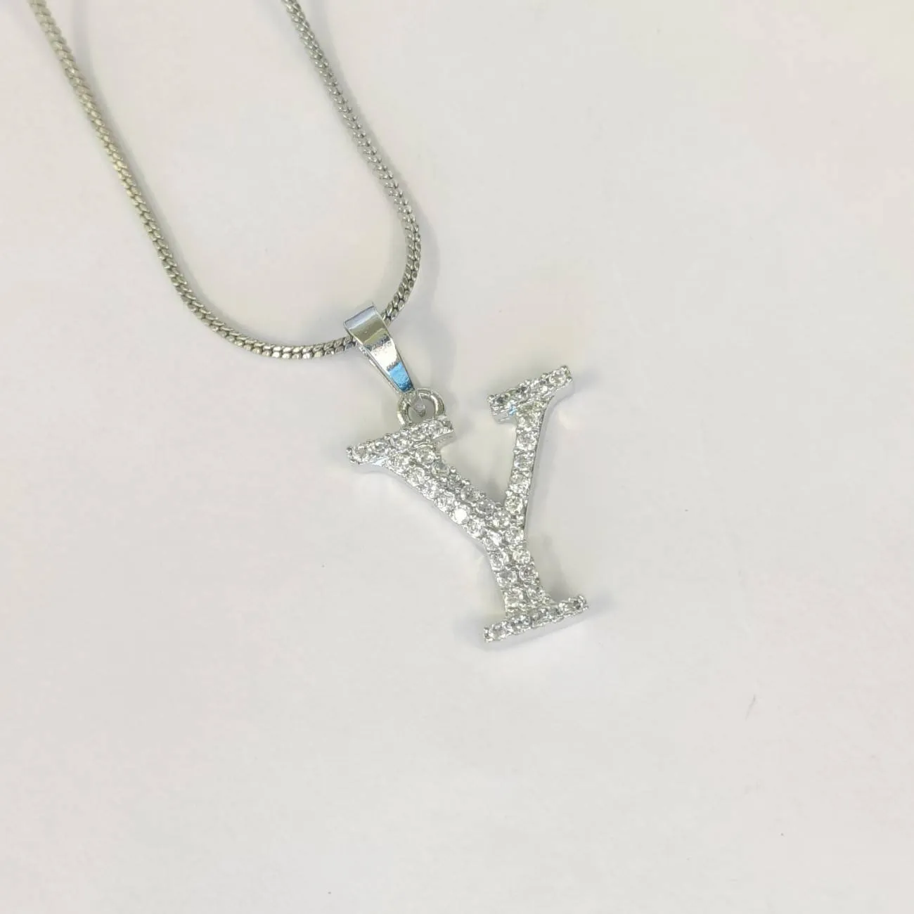 Nimoraa Silver Small Initial "Y" Pendant