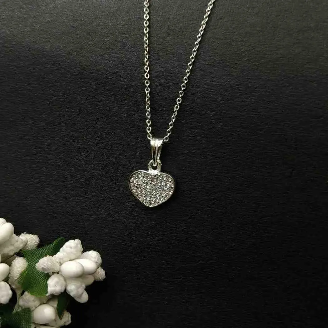 Hridaya Spark Silver Plated Heart Pendant Chain