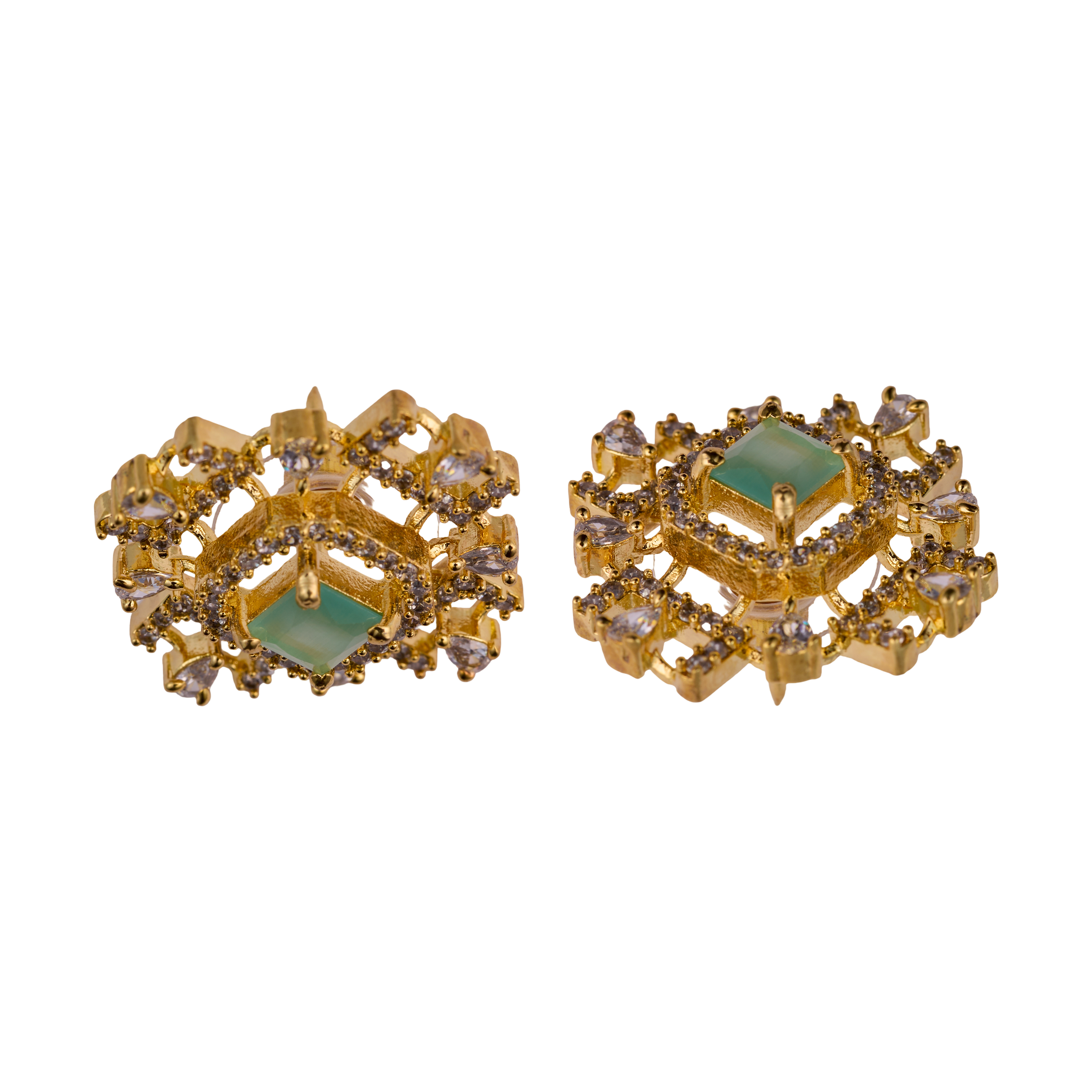 Geometric Turquiose  Glowing Square Top Earrings