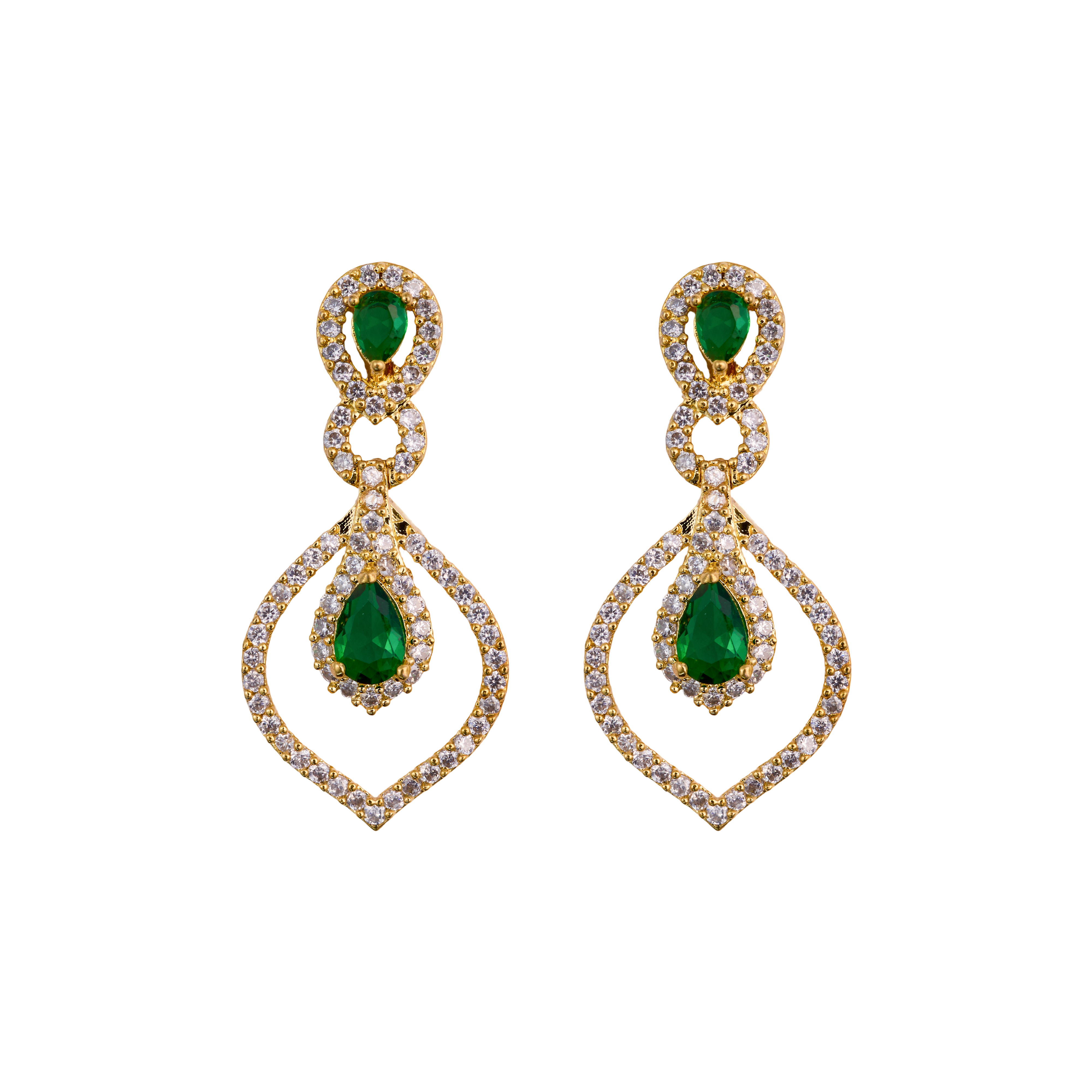 Dazzling Dark Green Teardrop Charmer earrings