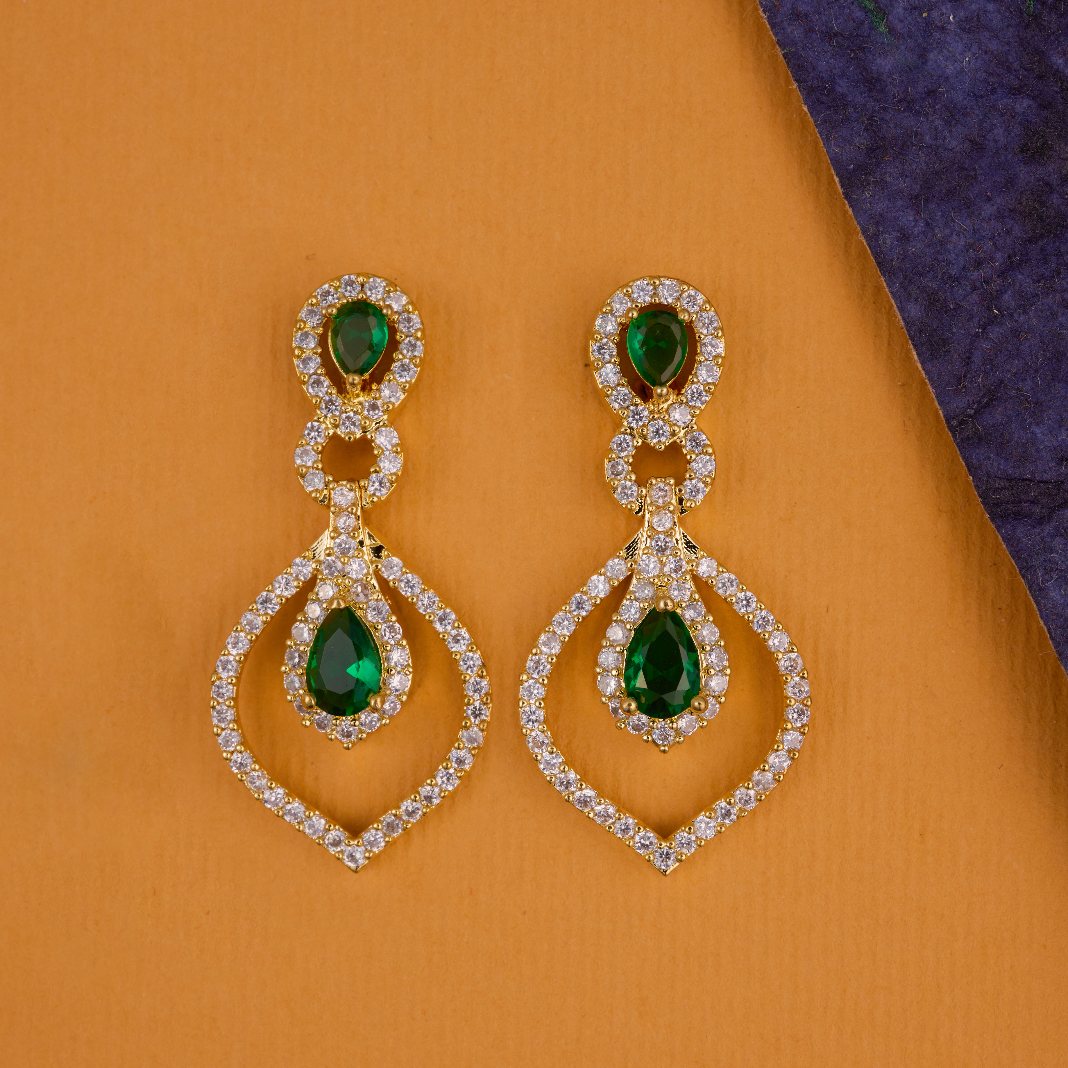 Dazzling Dark Green Teardrop Charmer earrings