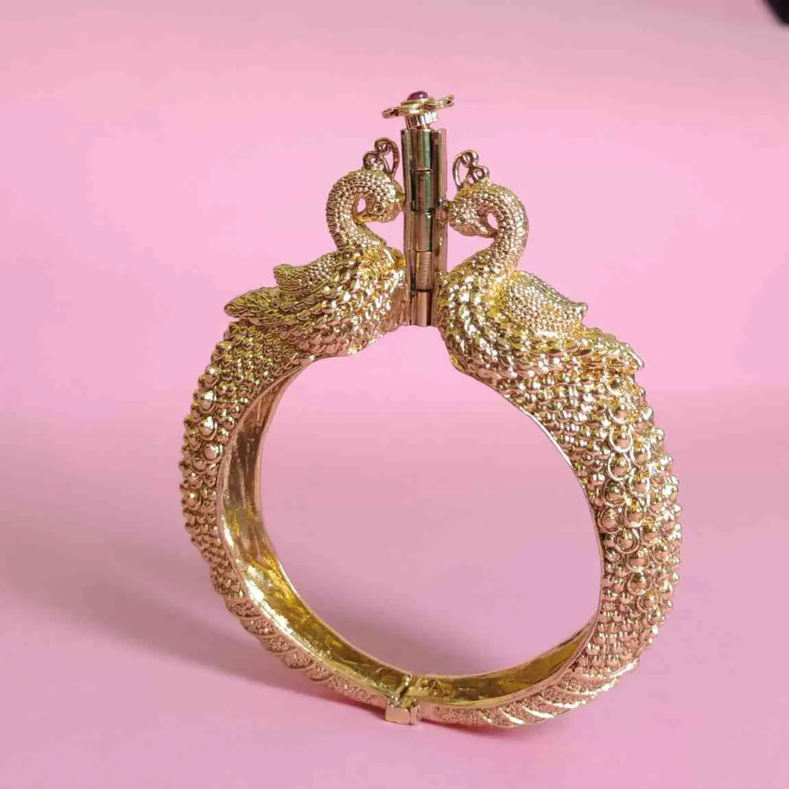 Royal Peacock Embrace Gold Kada