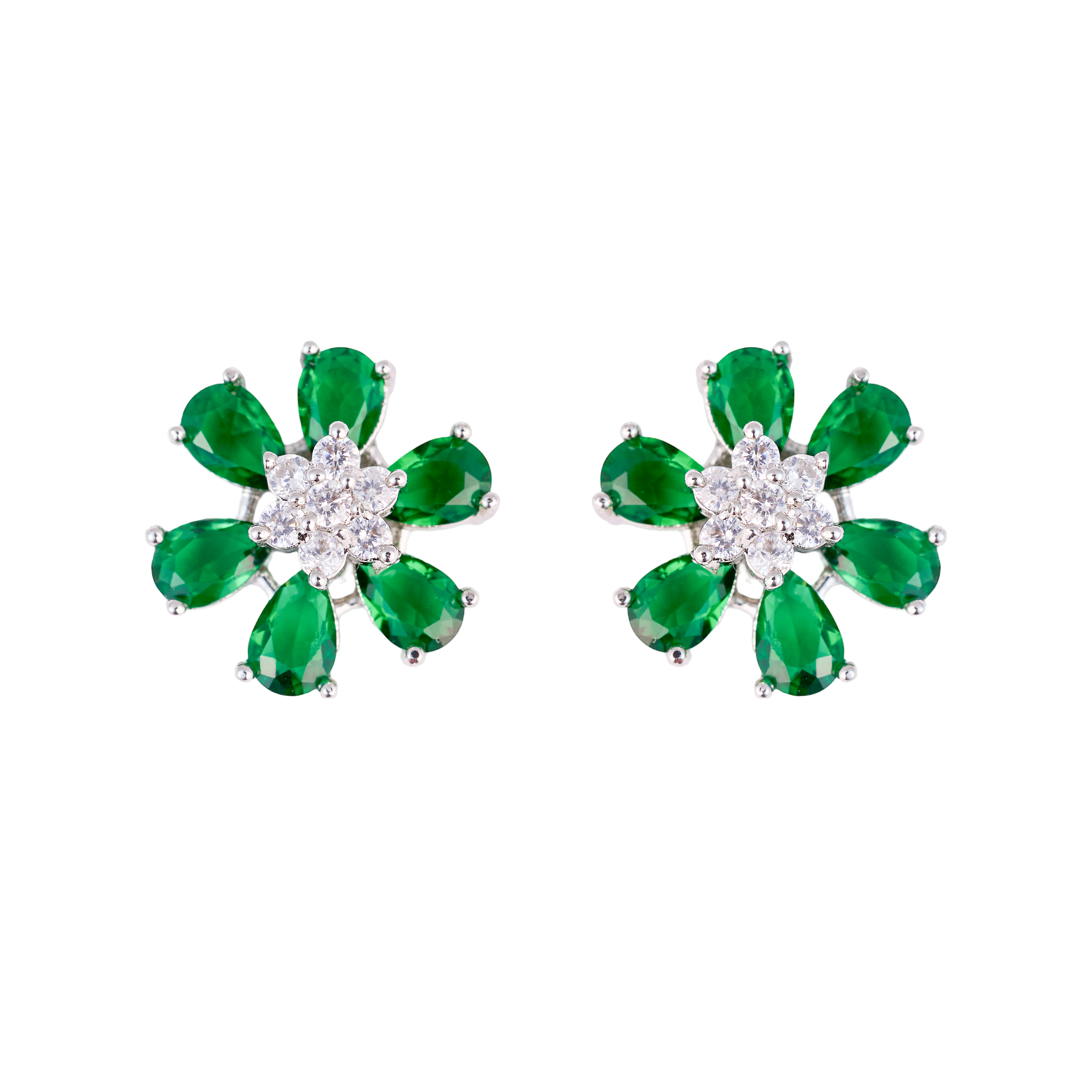 Green Floral Glow AD Pendant & Earrings
