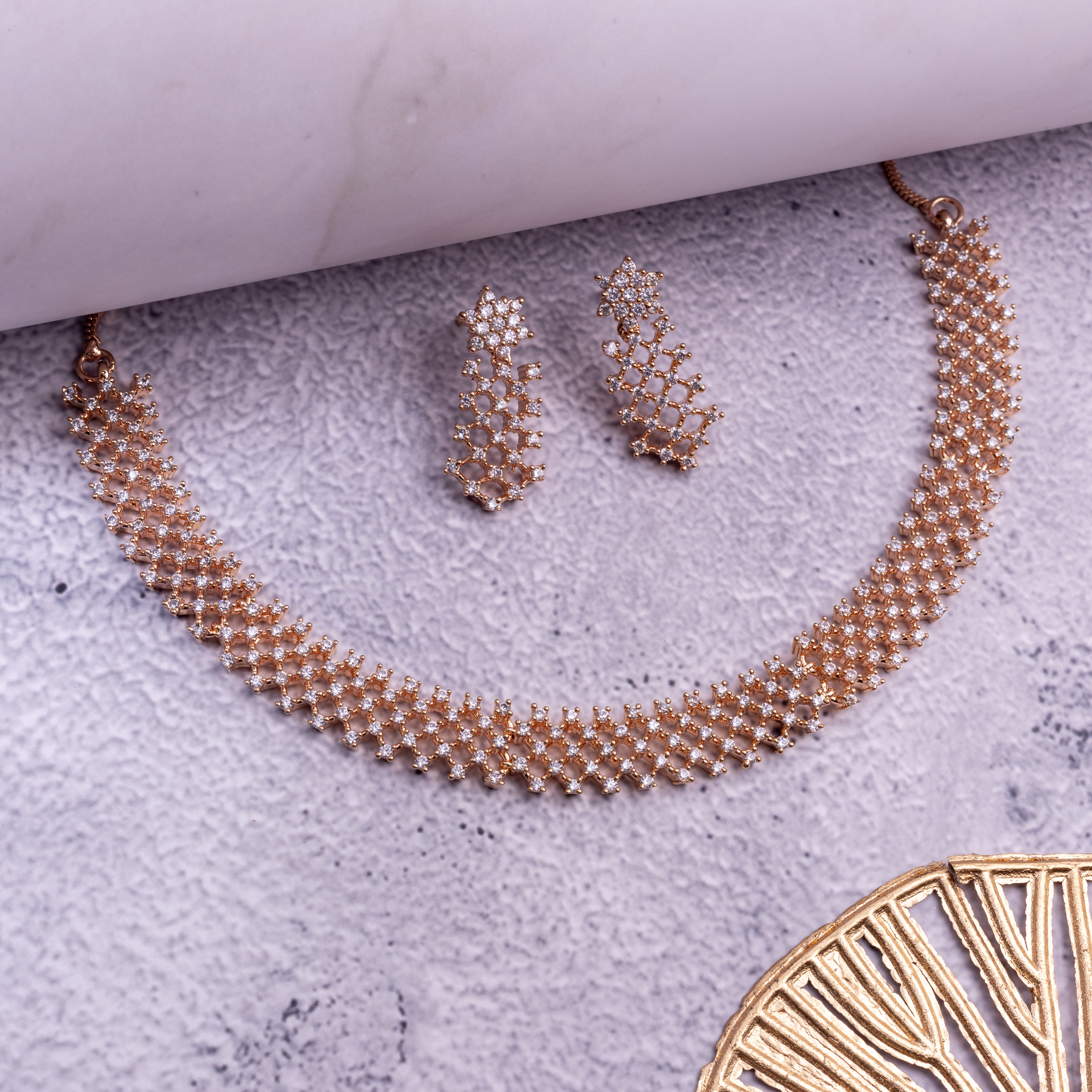 The Jazzy RoseGold Cross-Knit Necklace