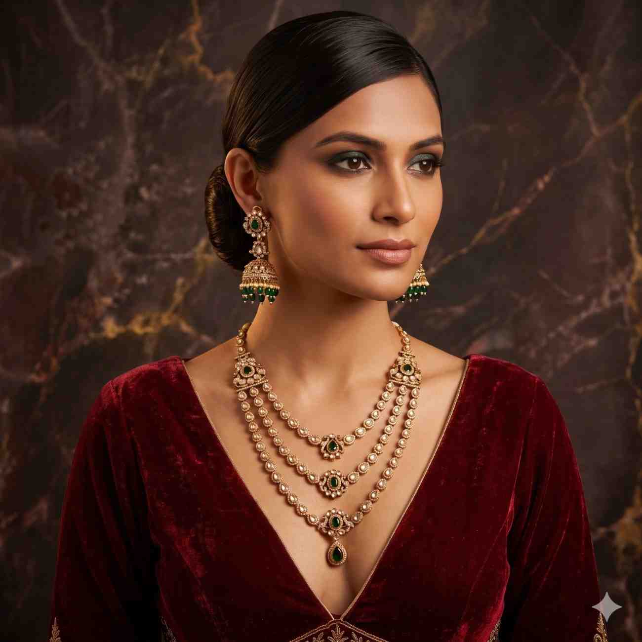 The Emerald triple line Bridal Haram set