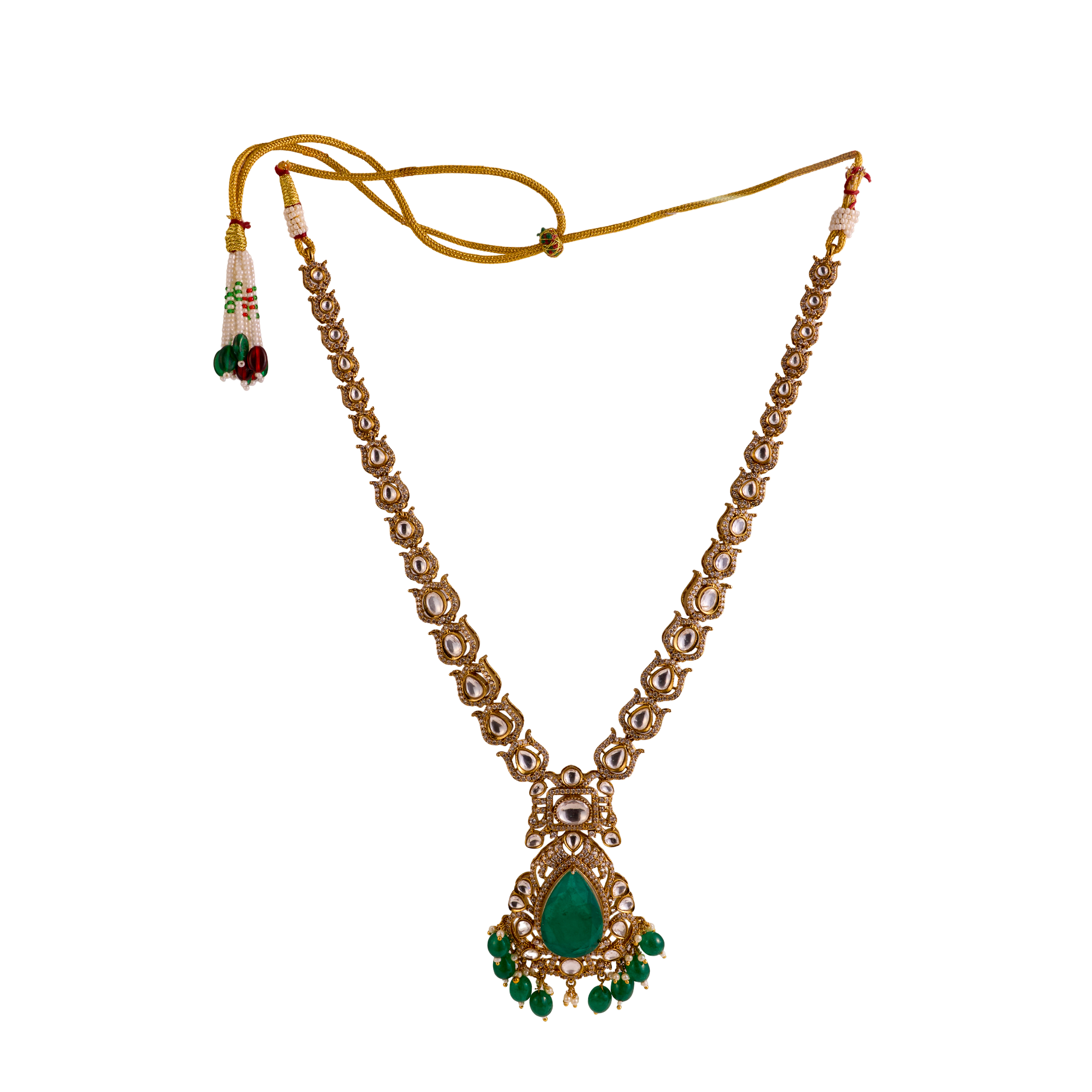 The Emerald and kundan Maharani long Bridal Full Set with Maangtikaa