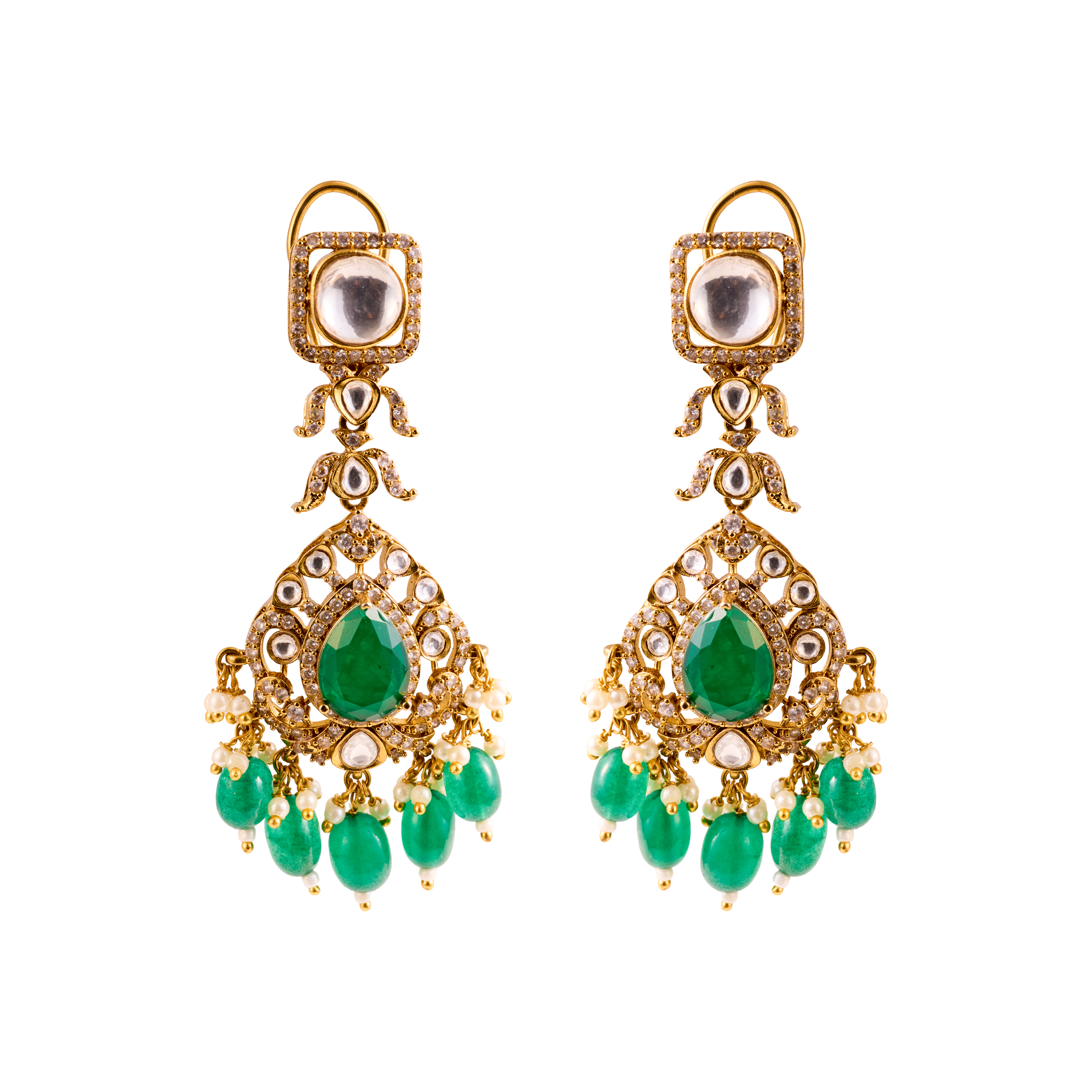 The Emerald and kundan Maharani long Bridal Full Set with Maangtikaa