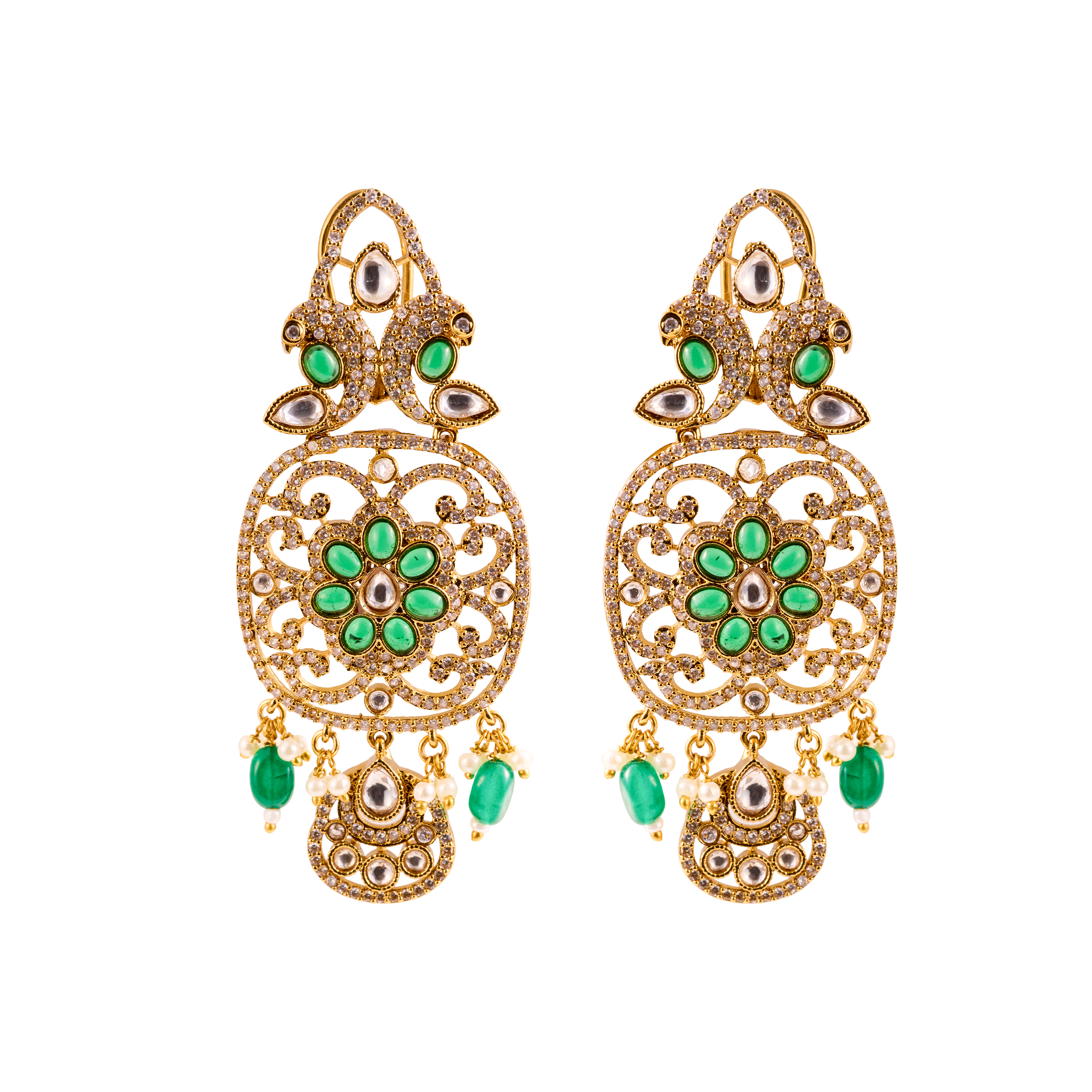 Royal Emerald Kundan Fringe Choker Set