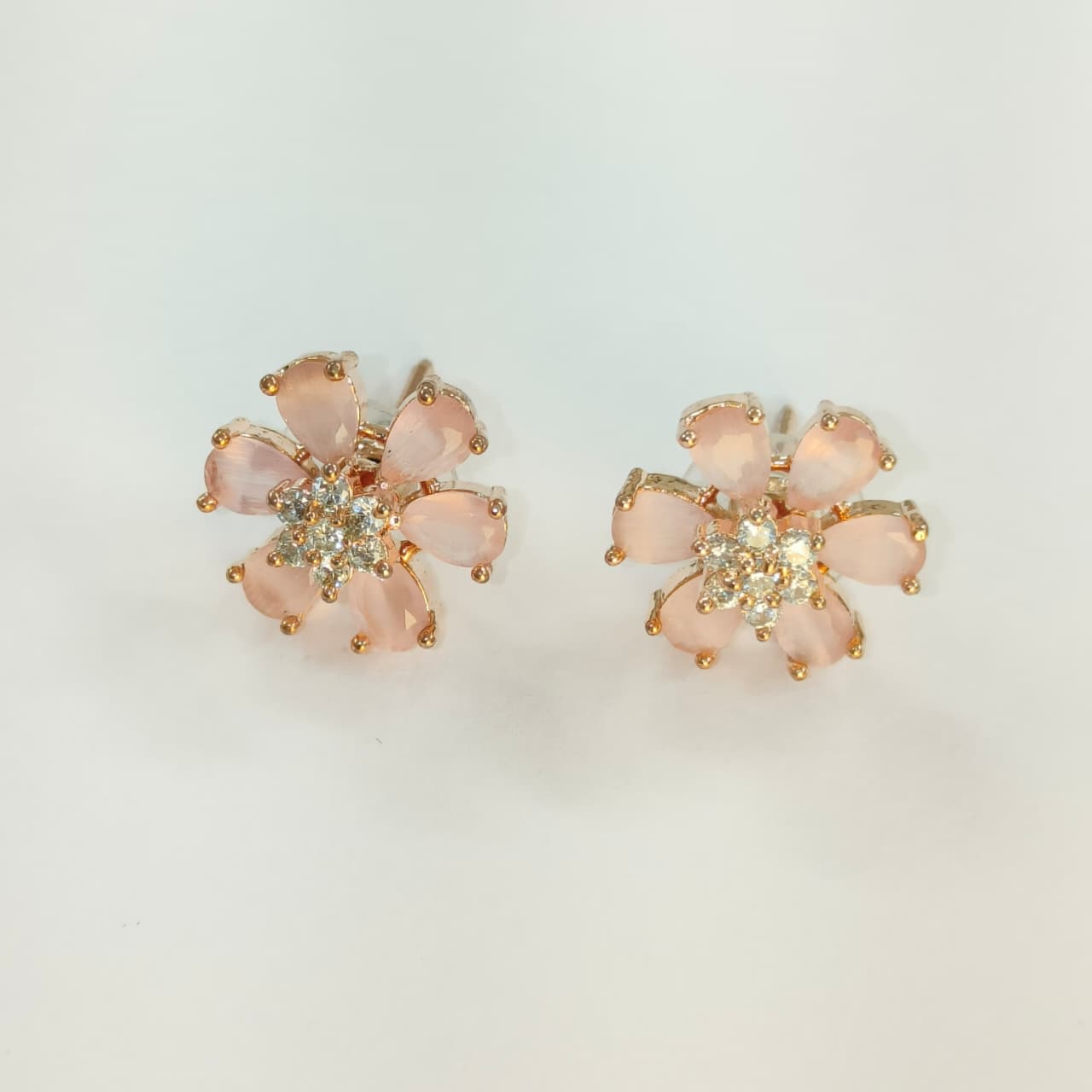 Pink Floral Glow AD Pendant & Earrings