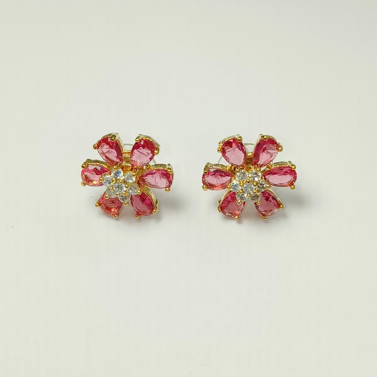Red Floral Glow AD Pendant & Earrings