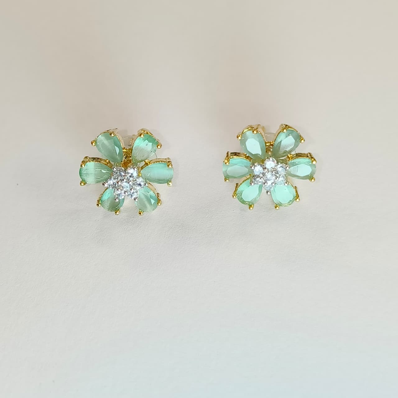 Turquoise Floral Glow AD Pendant & Earrings