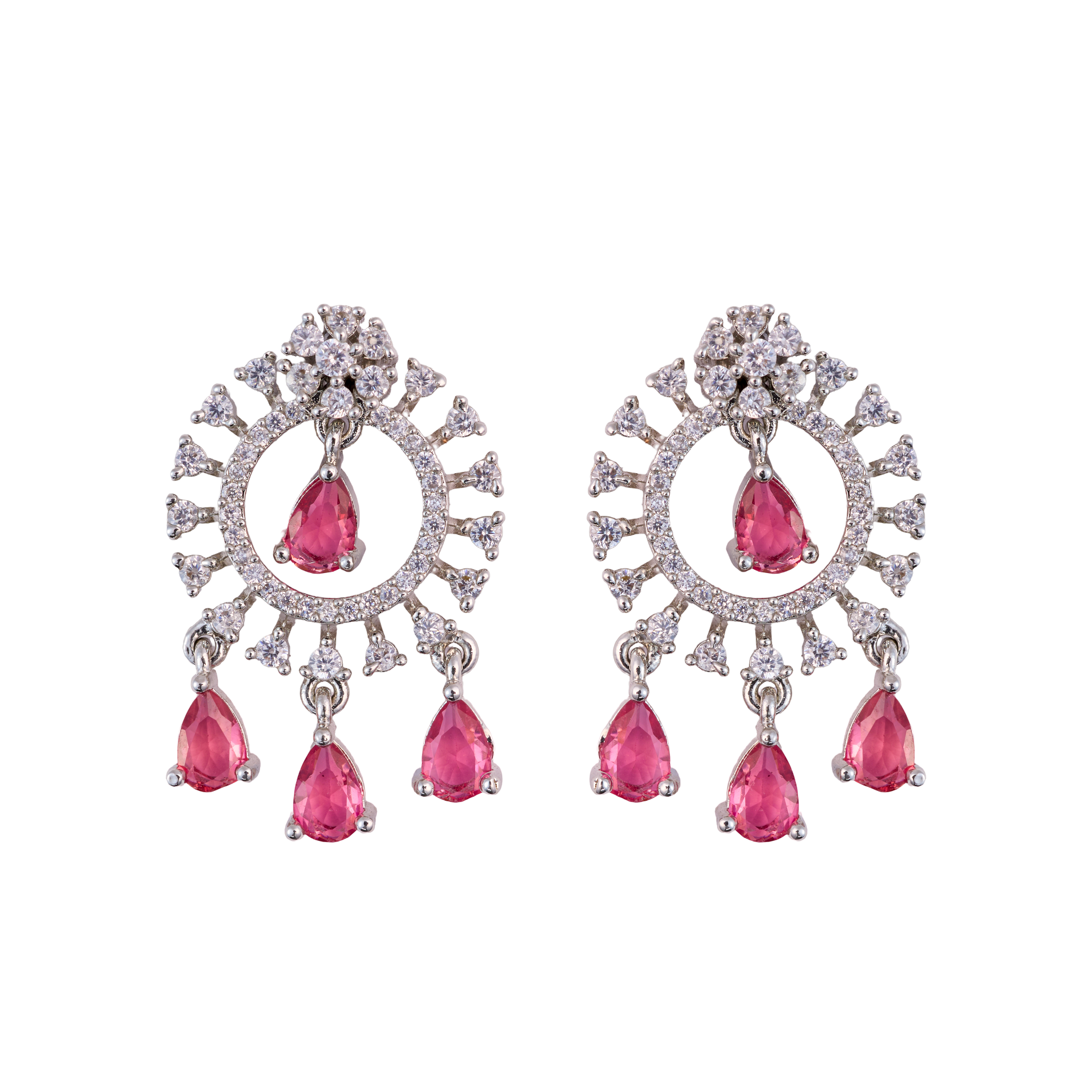 Circle of Glamour in Red  teardrops earring