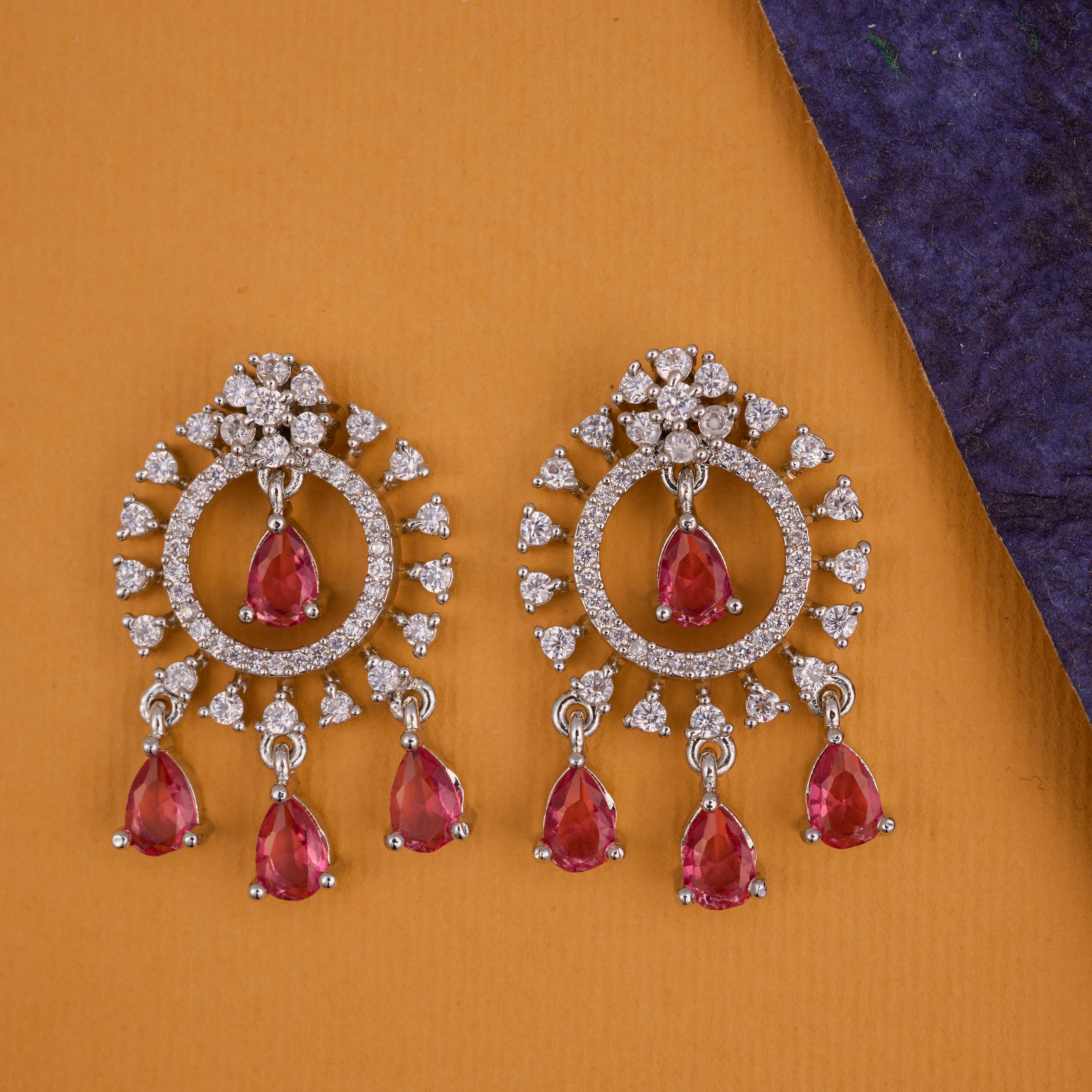 Circle of Glamour in Red  teardrops earring