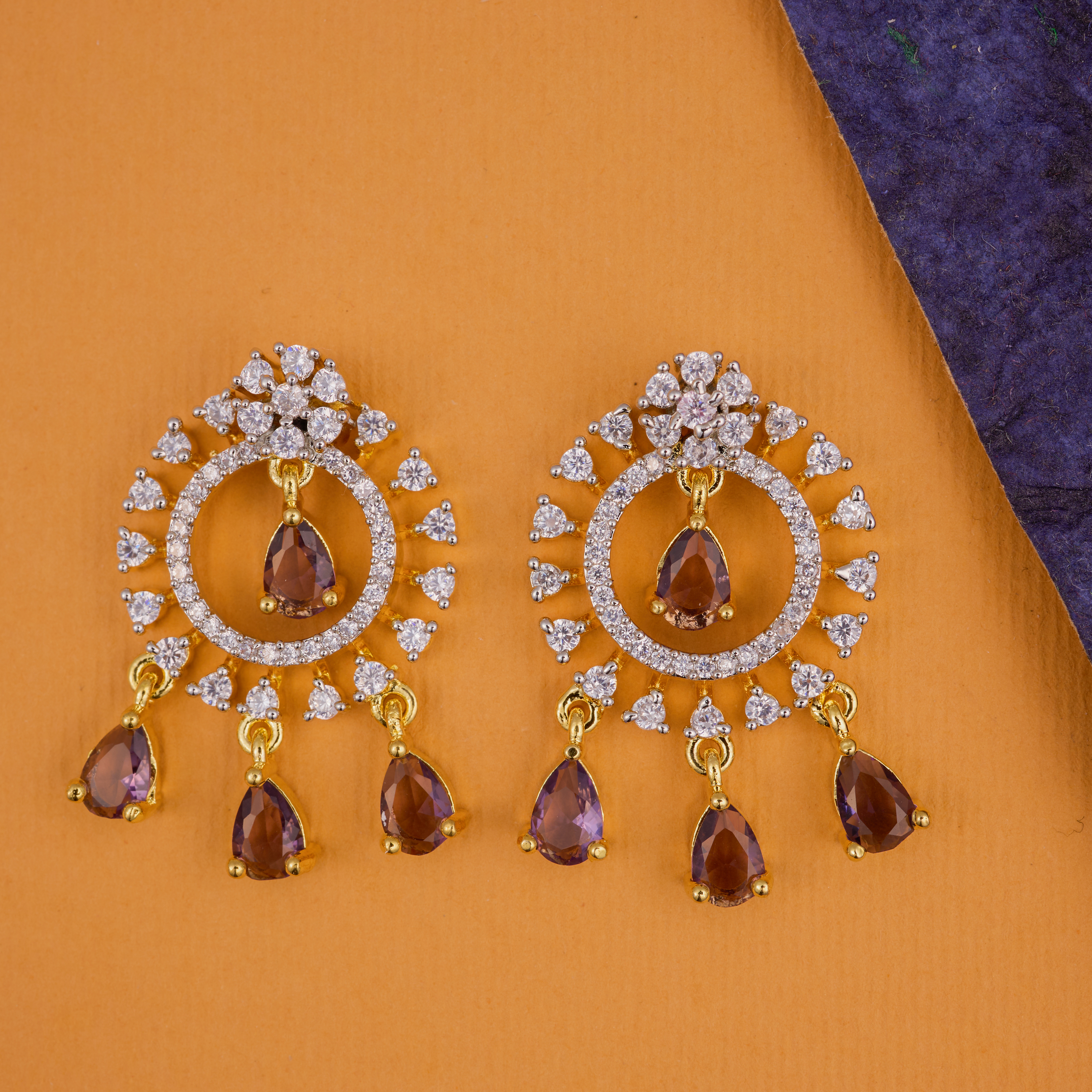 Circle of Glamour in Ruby red teardrops earring