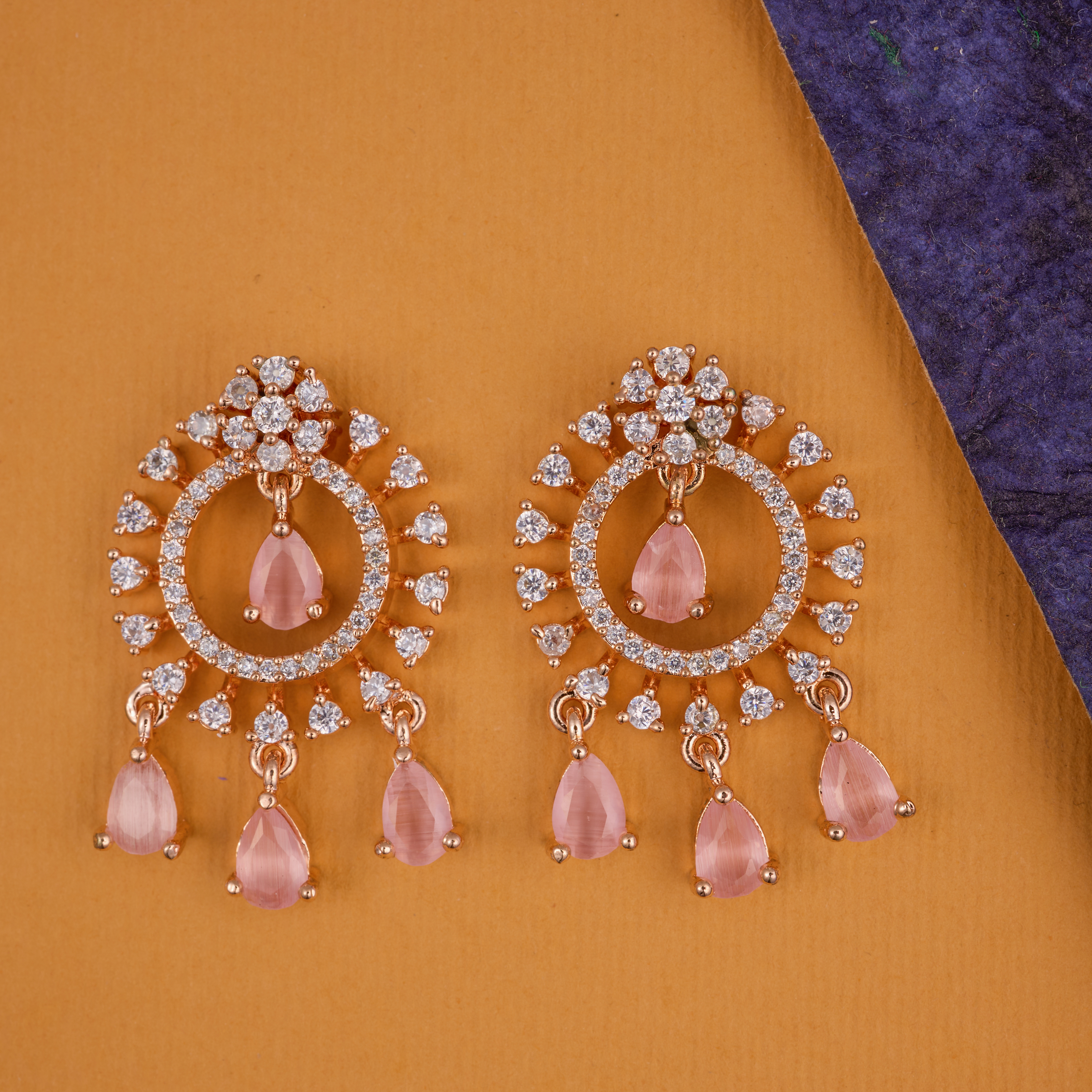 Circle of Glamour in Pink teardrops earring