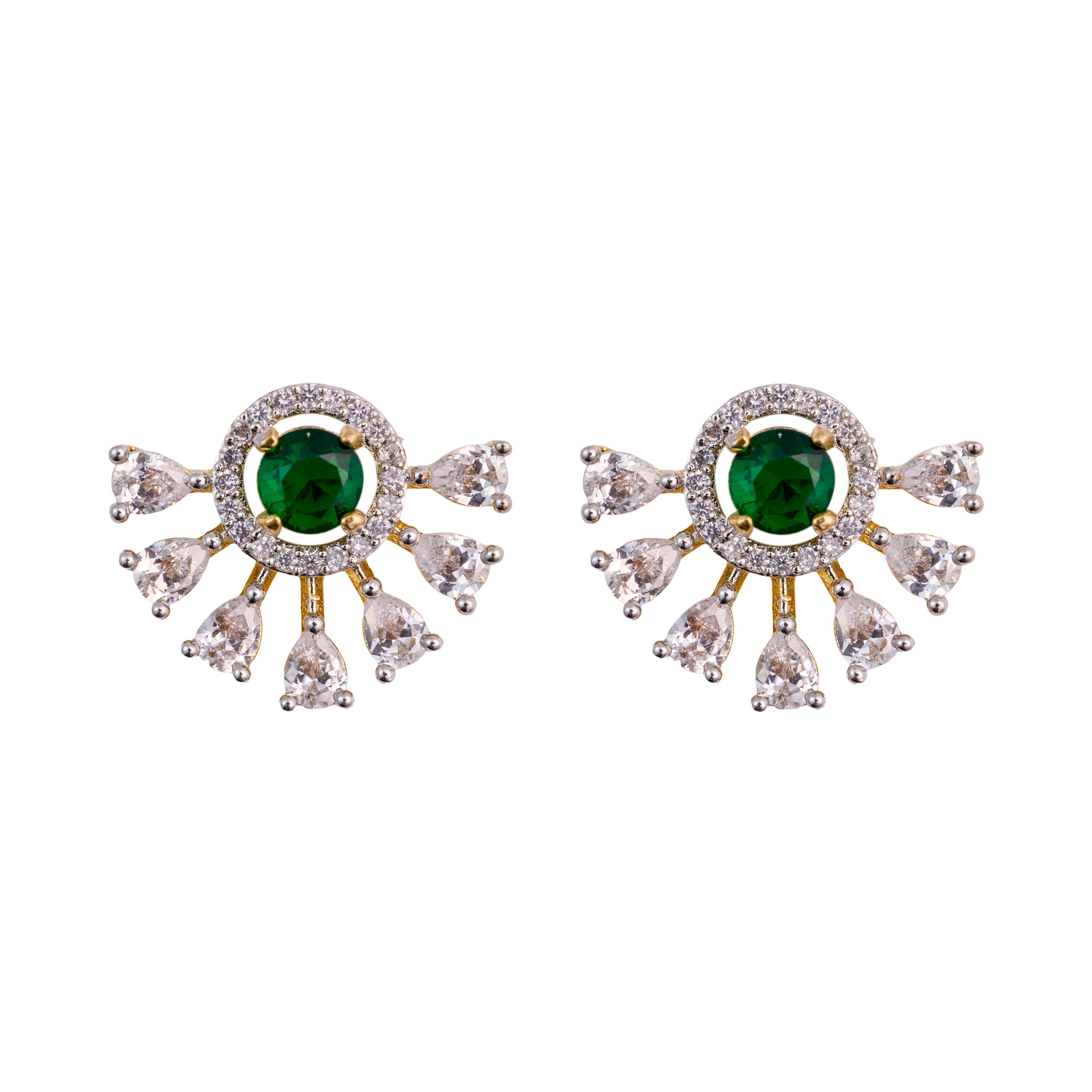 Green Sunray Half Stud Dazzle Earring