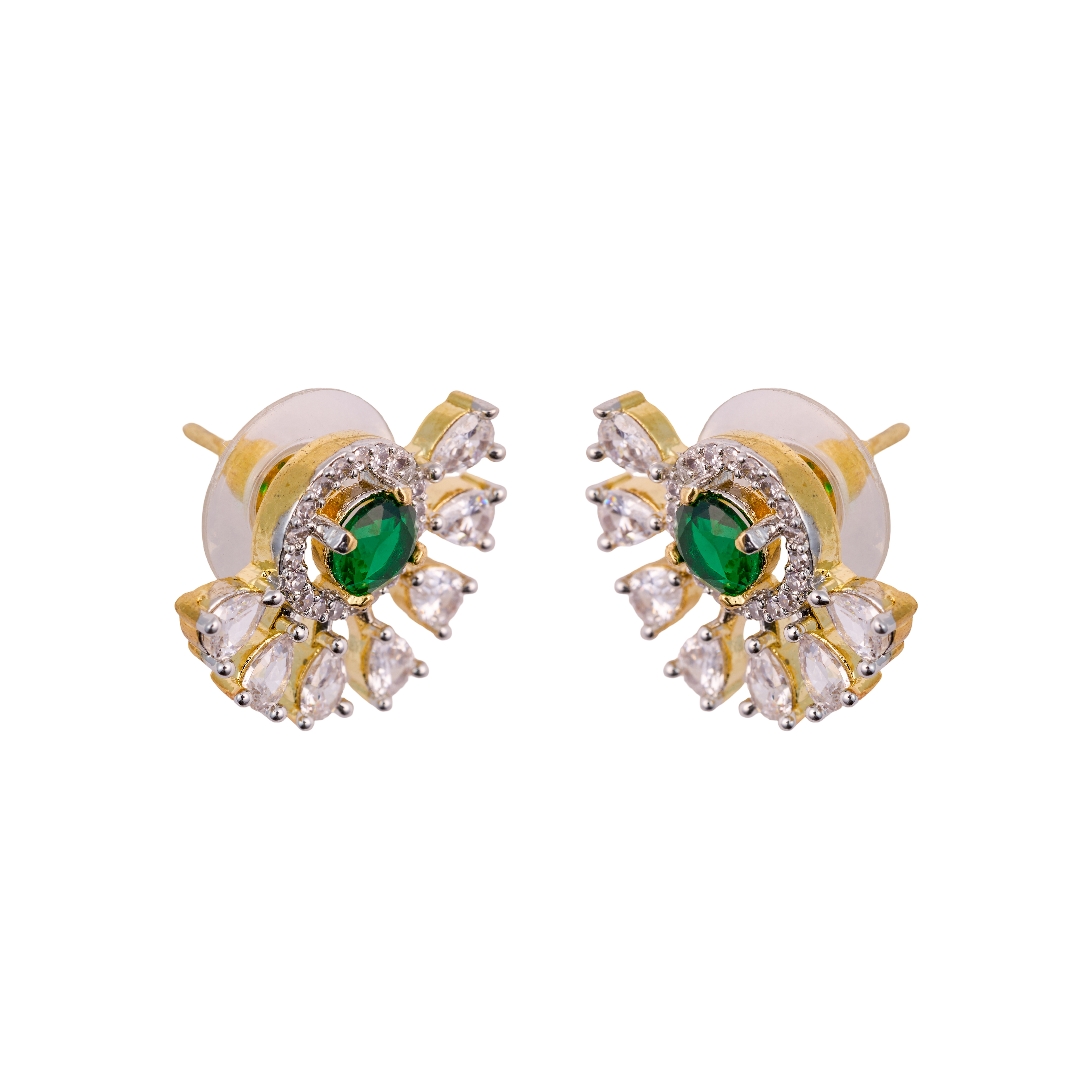 Green Sunray Half Stud Dazzle Earring