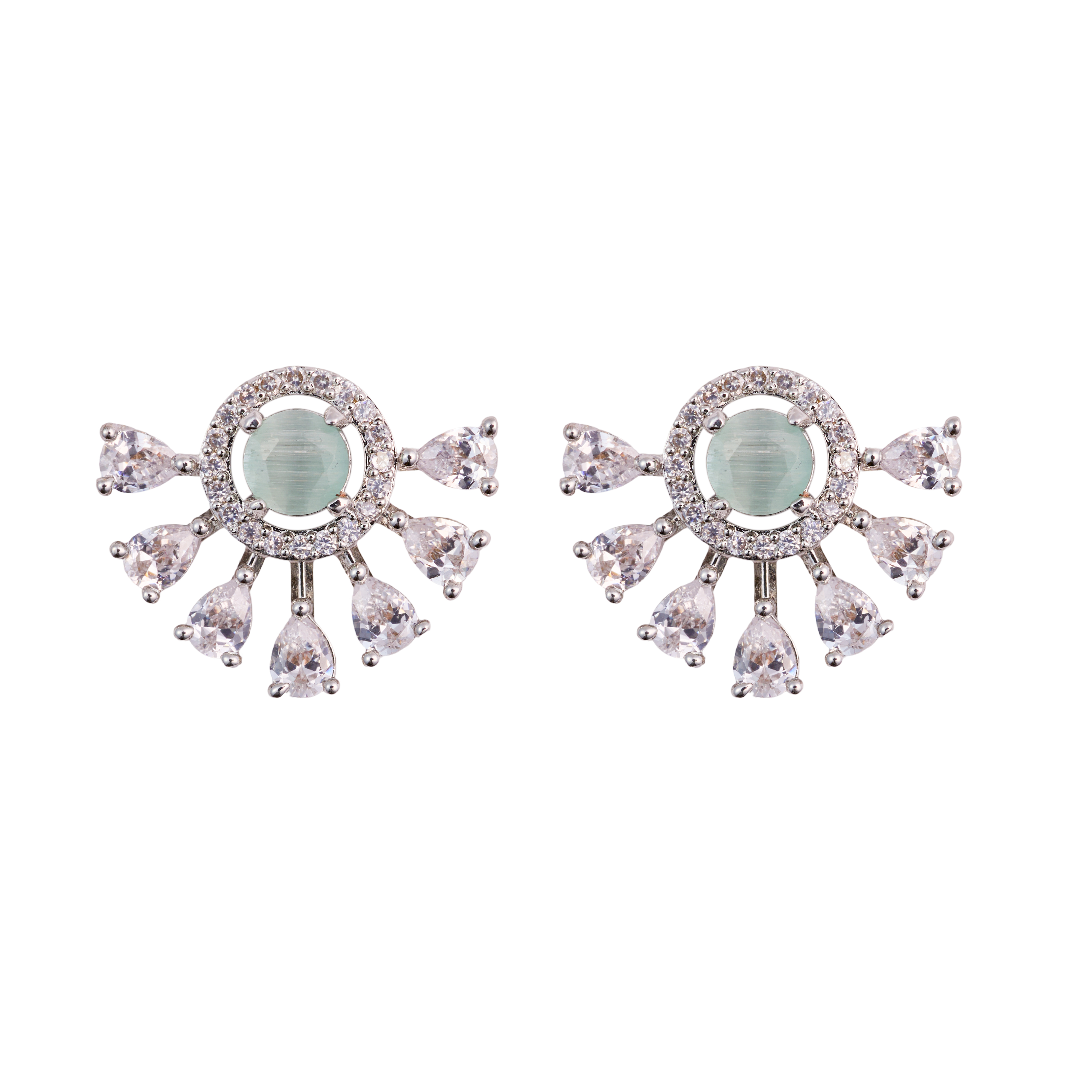 Turquoise Sunray Half Stud Dazzle Earring