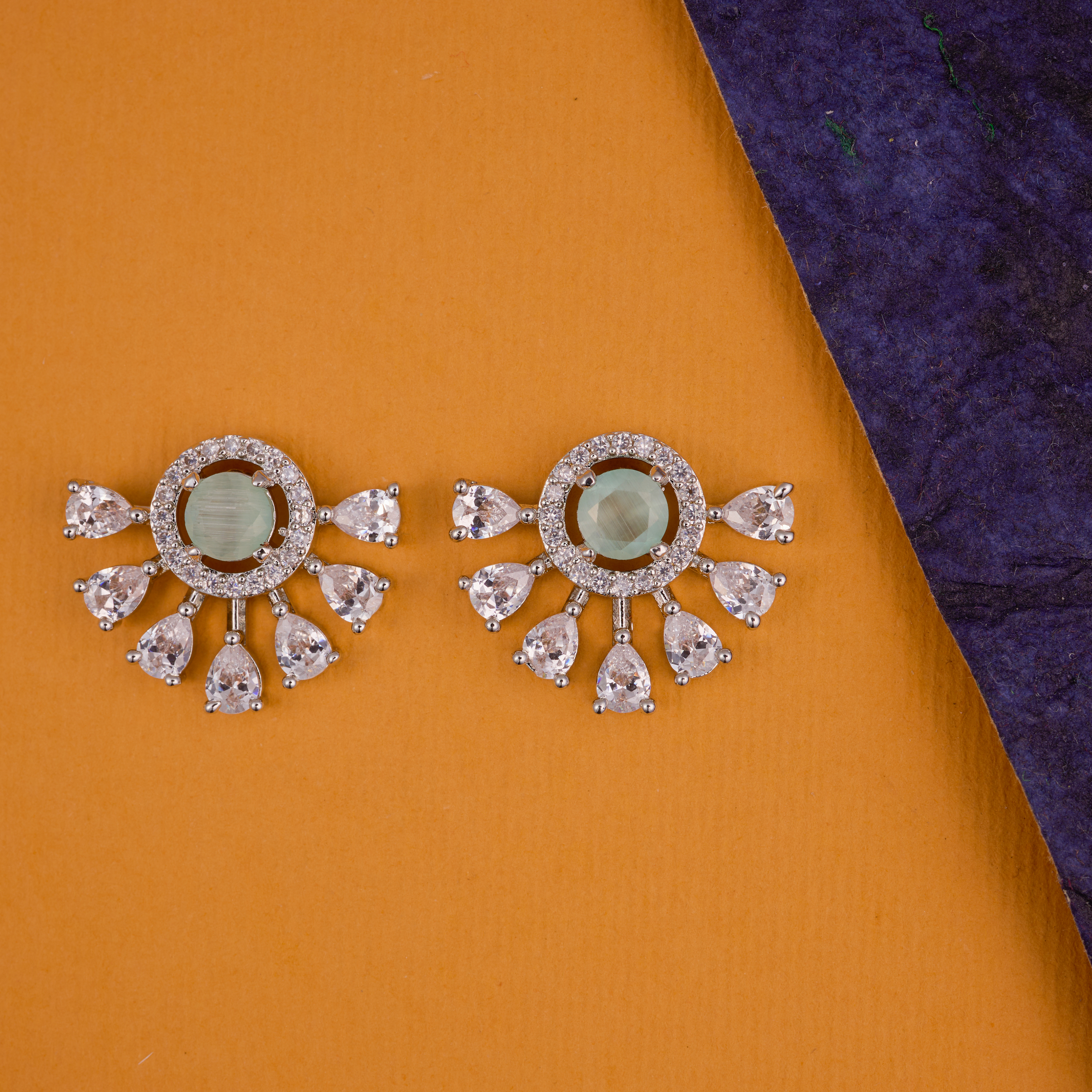 Turquoise Sunray Half Stud Dazzle Earring