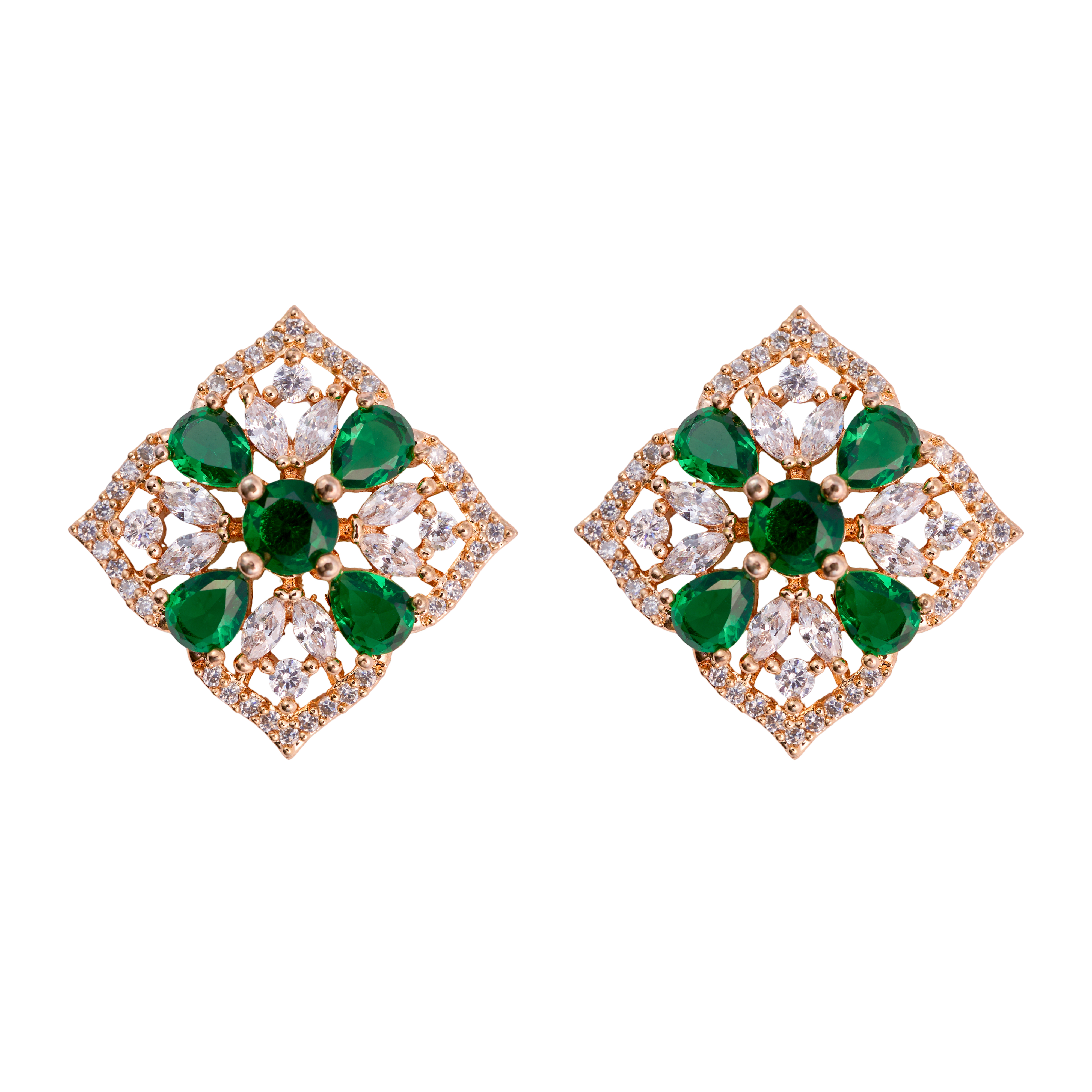 Emerald Green Mosaic Radiance Studs