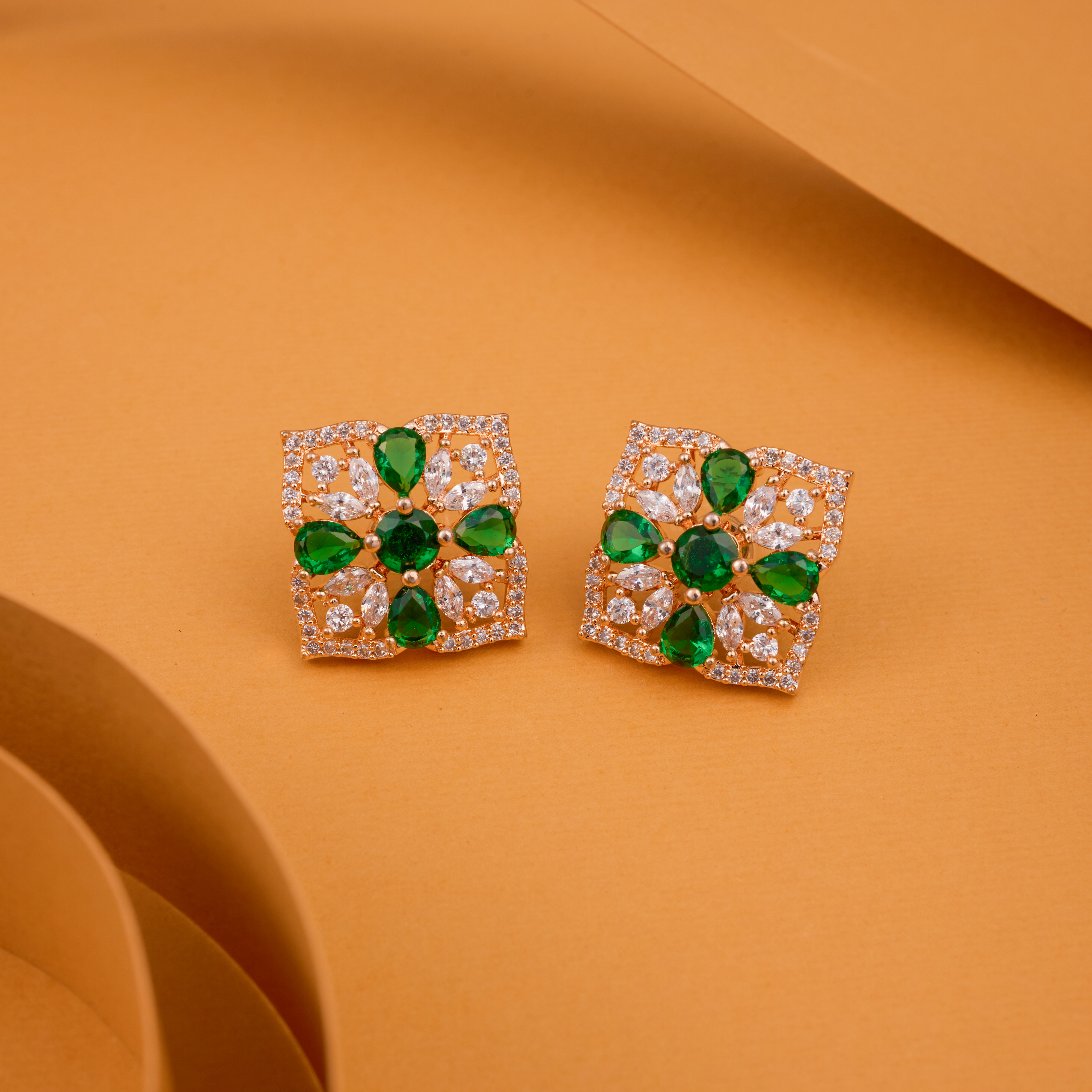 Emerald Green Mosaic Radiance Studs