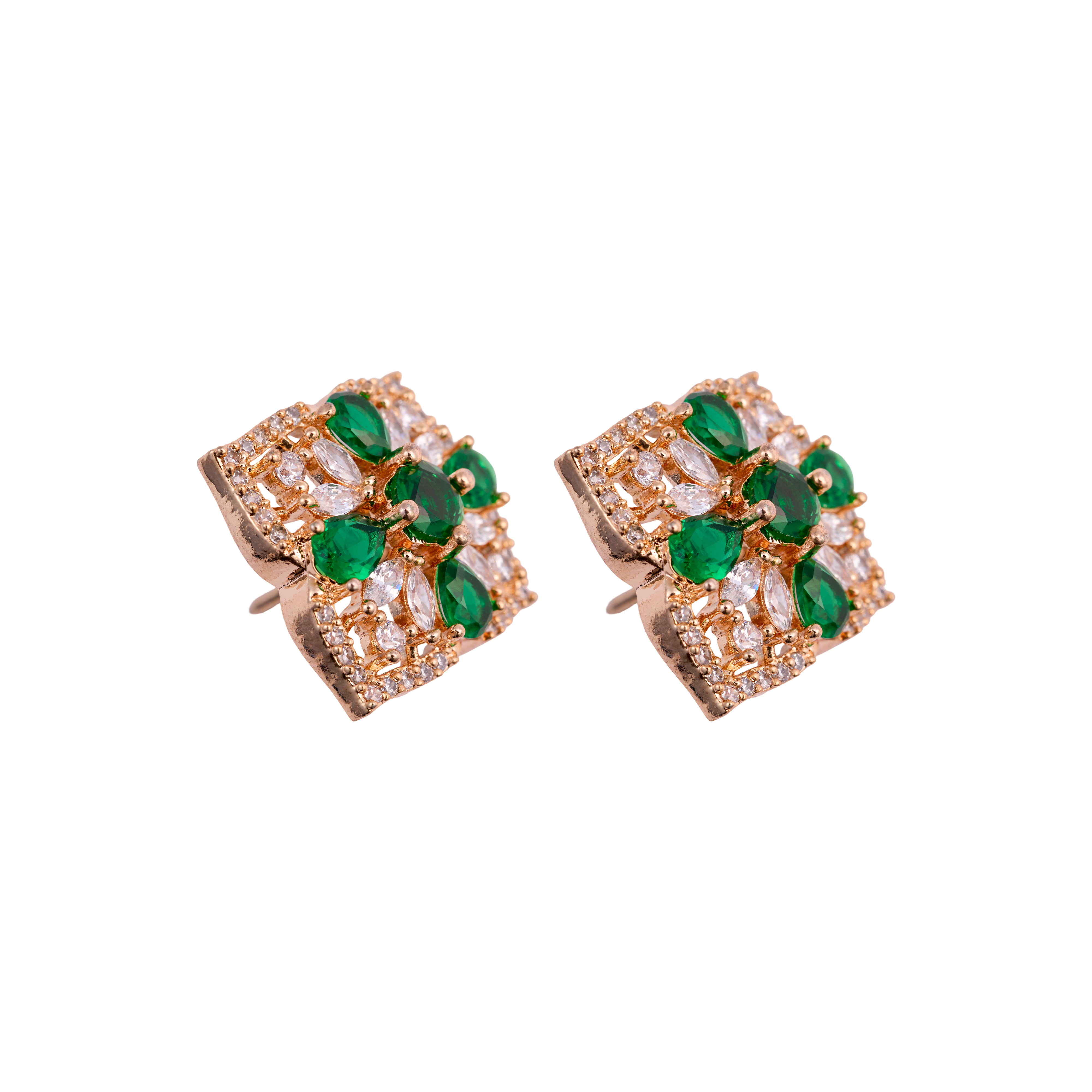 Emerald Green Mosaic Radiance Studs