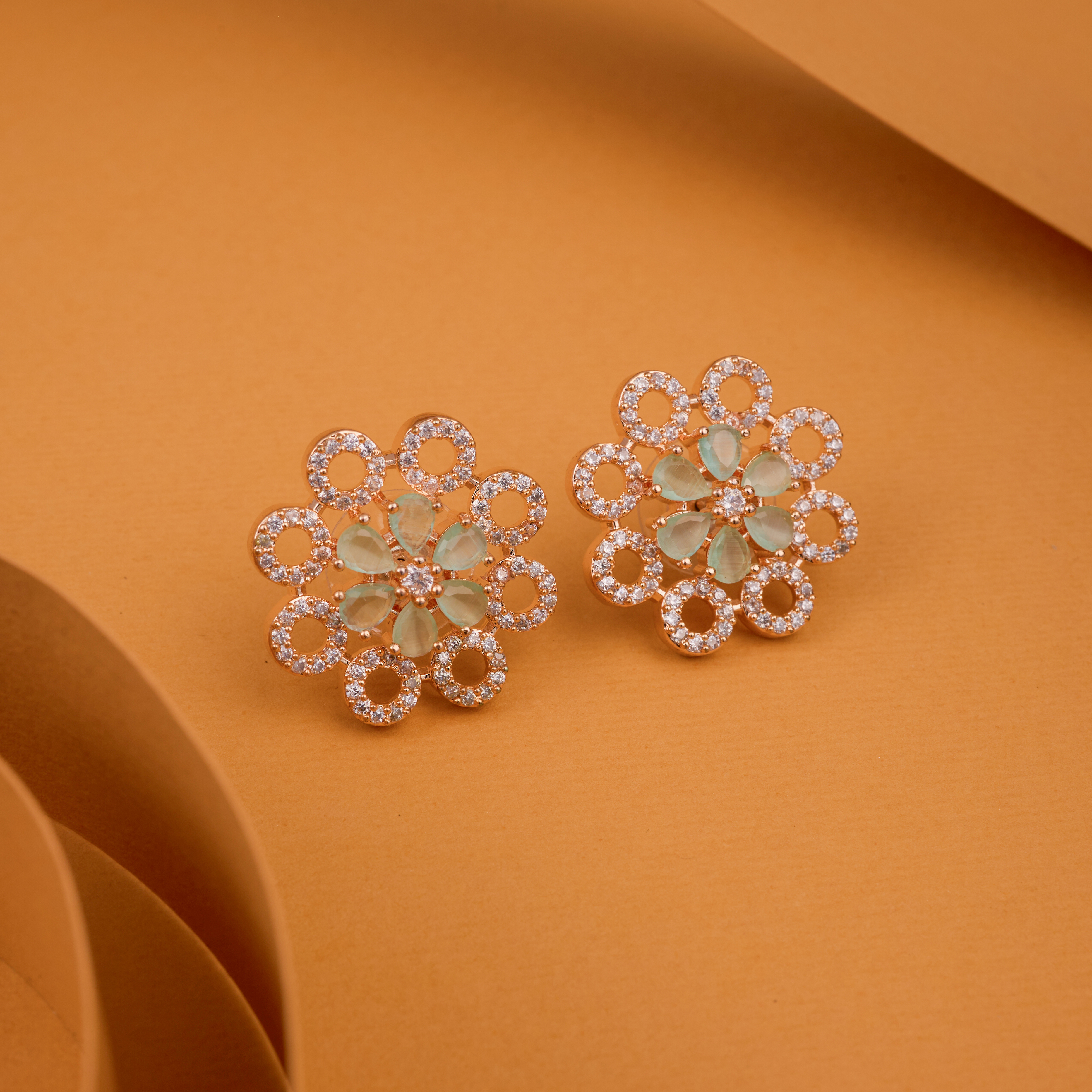 Turquoise Halo Whirl Stud Earrings