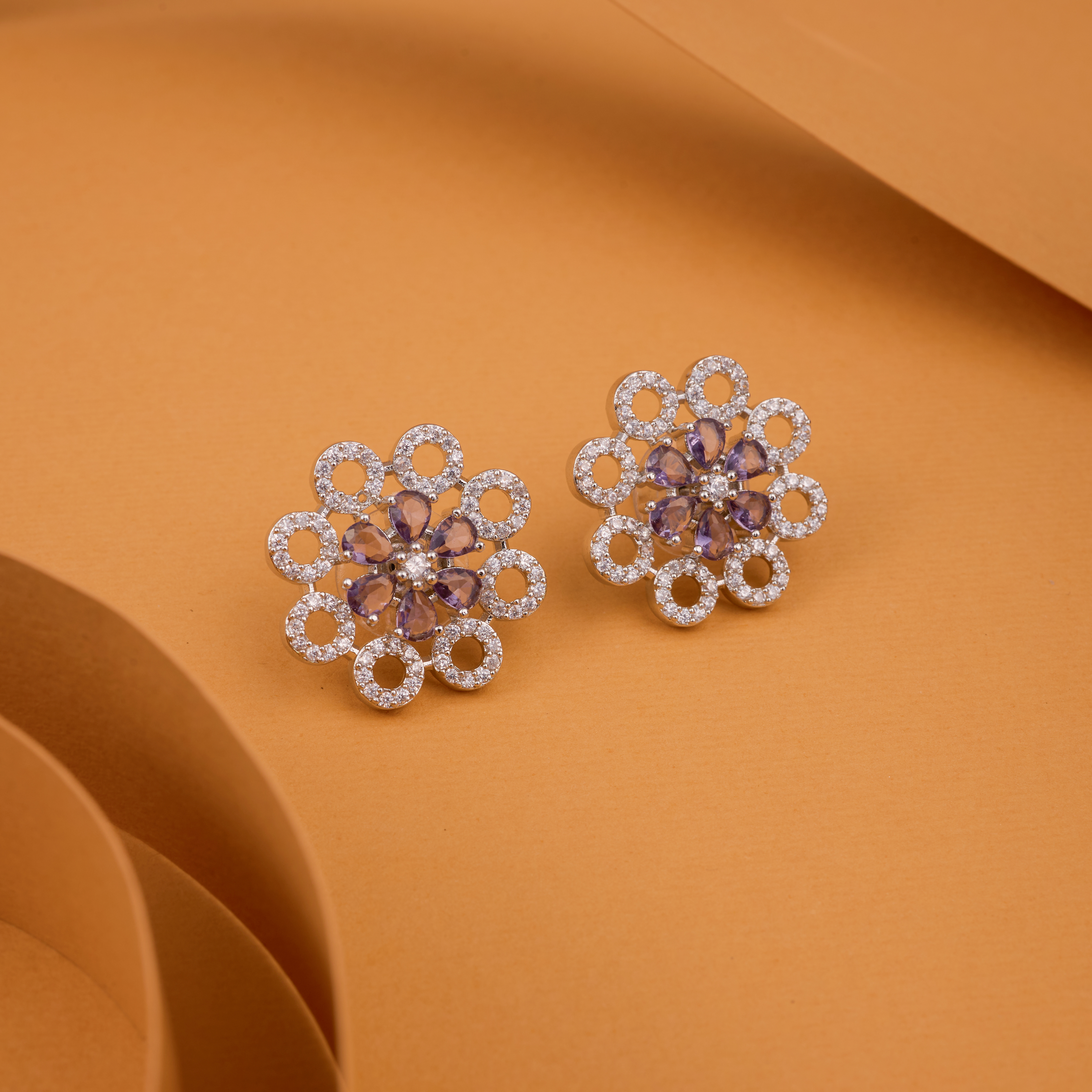 Purple Halo Whirl Stud Earrings