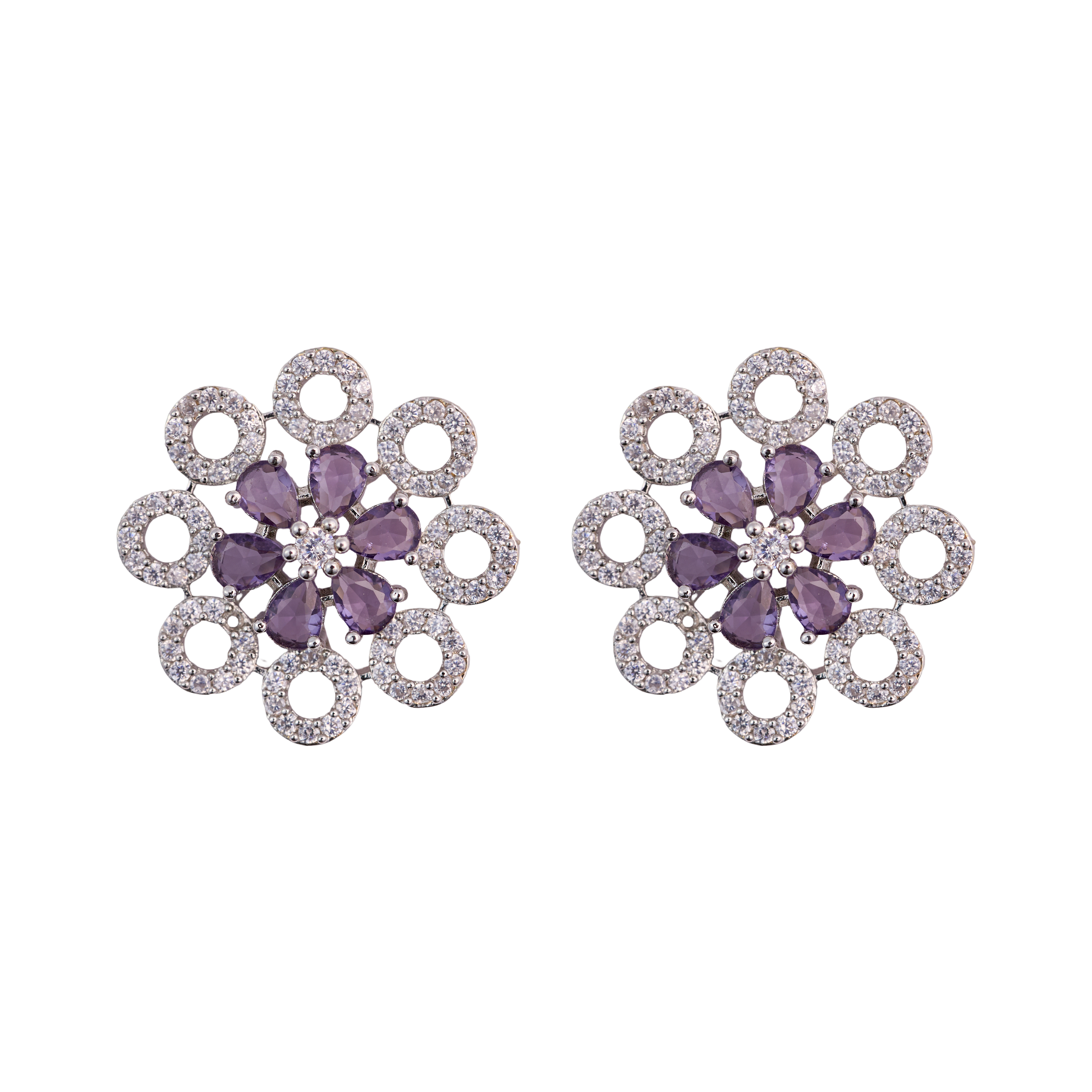 Purple Halo Whirl Stud Earrings