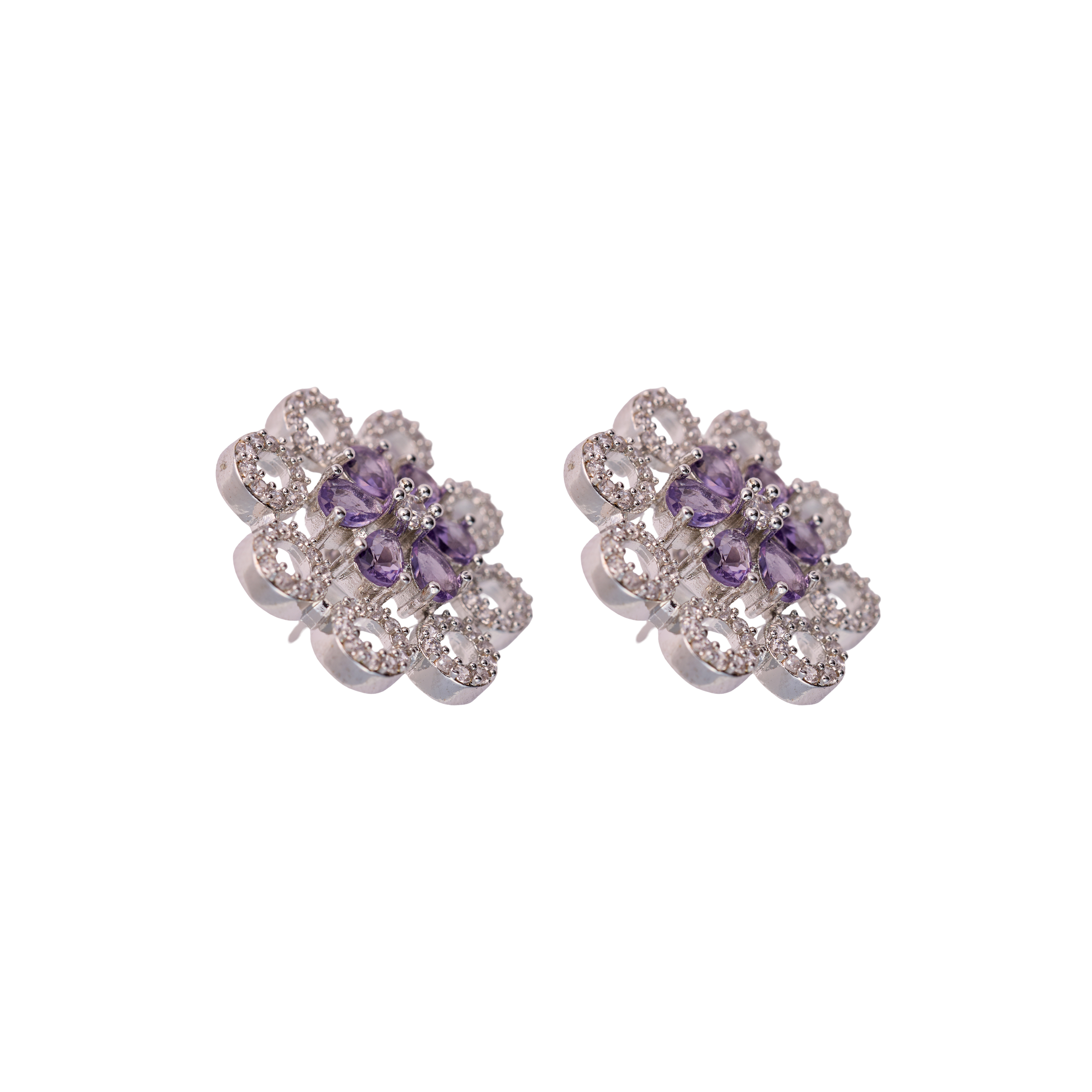 Purple Halo Whirl Stud Earrings