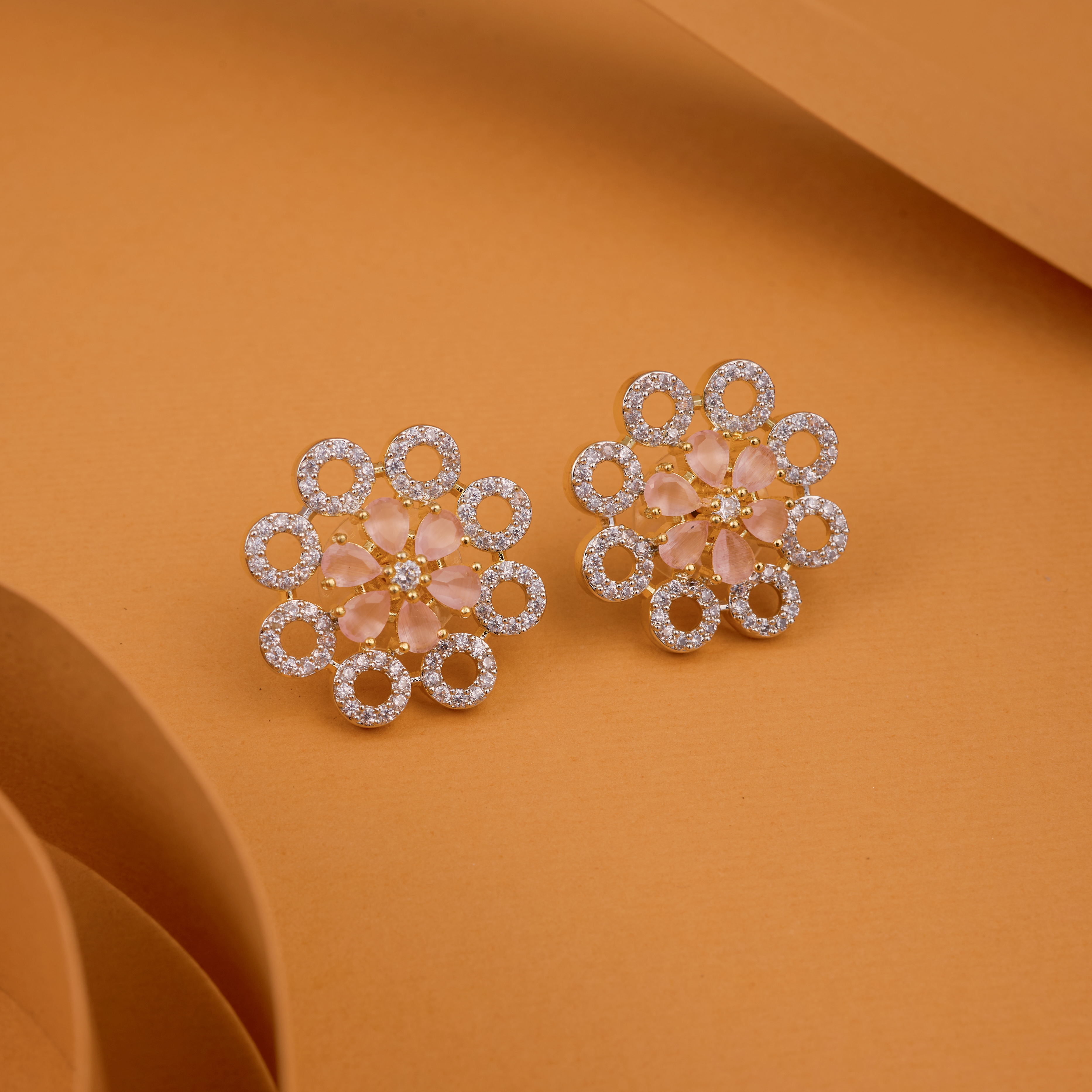 Pink Halo Whirl Stud Earrings