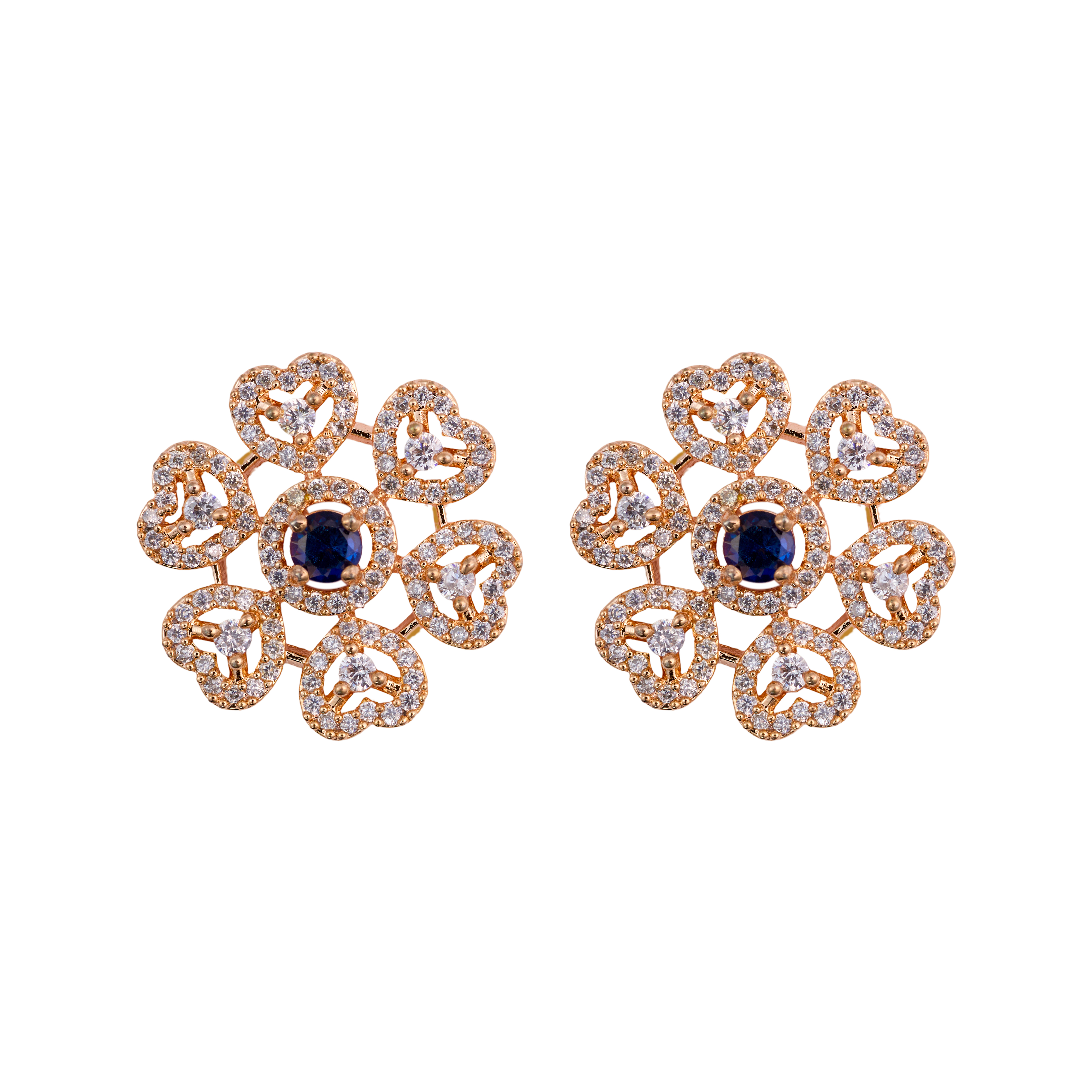 Sapphire Heart Bloom Studs