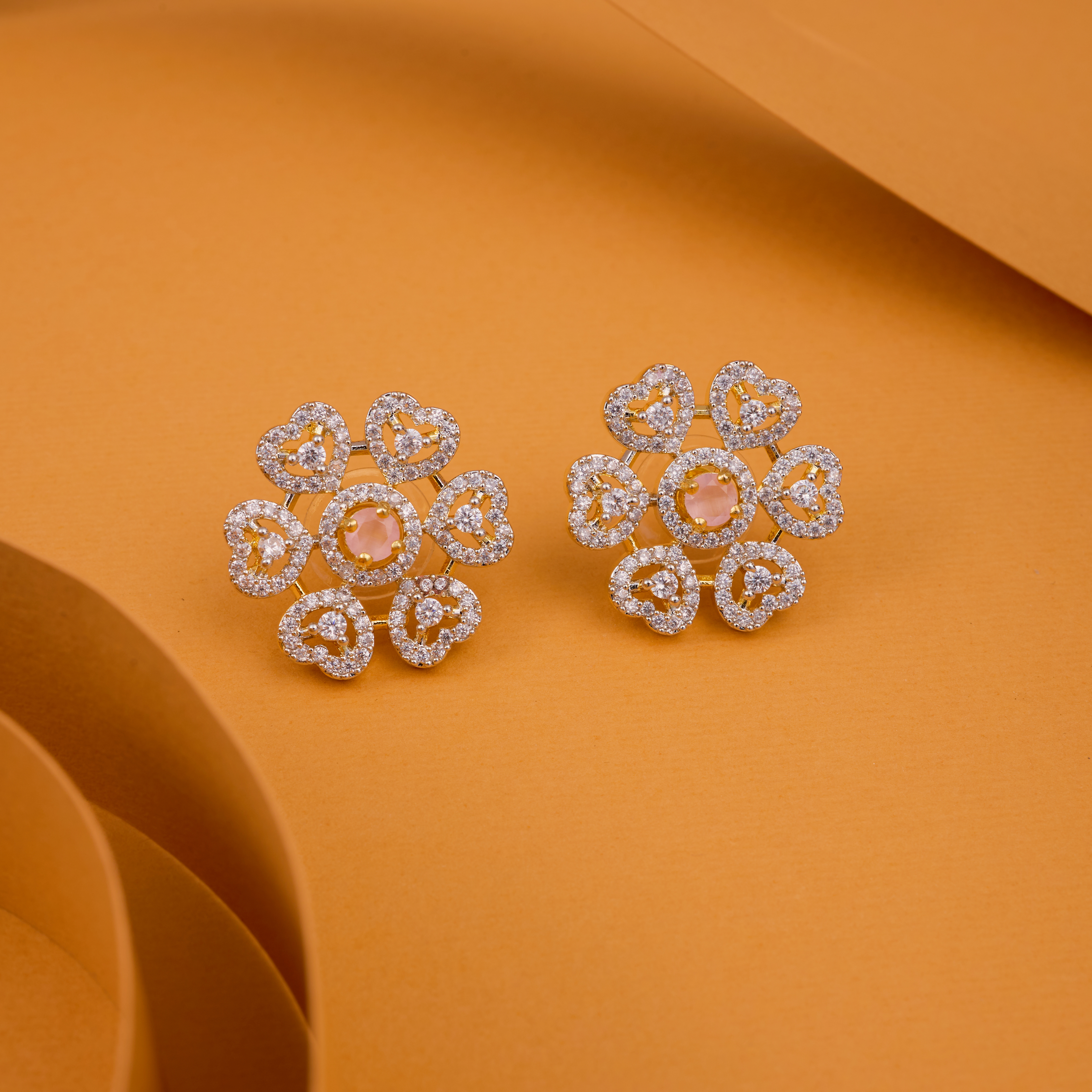 Baby Pink Heart Bloom Studs