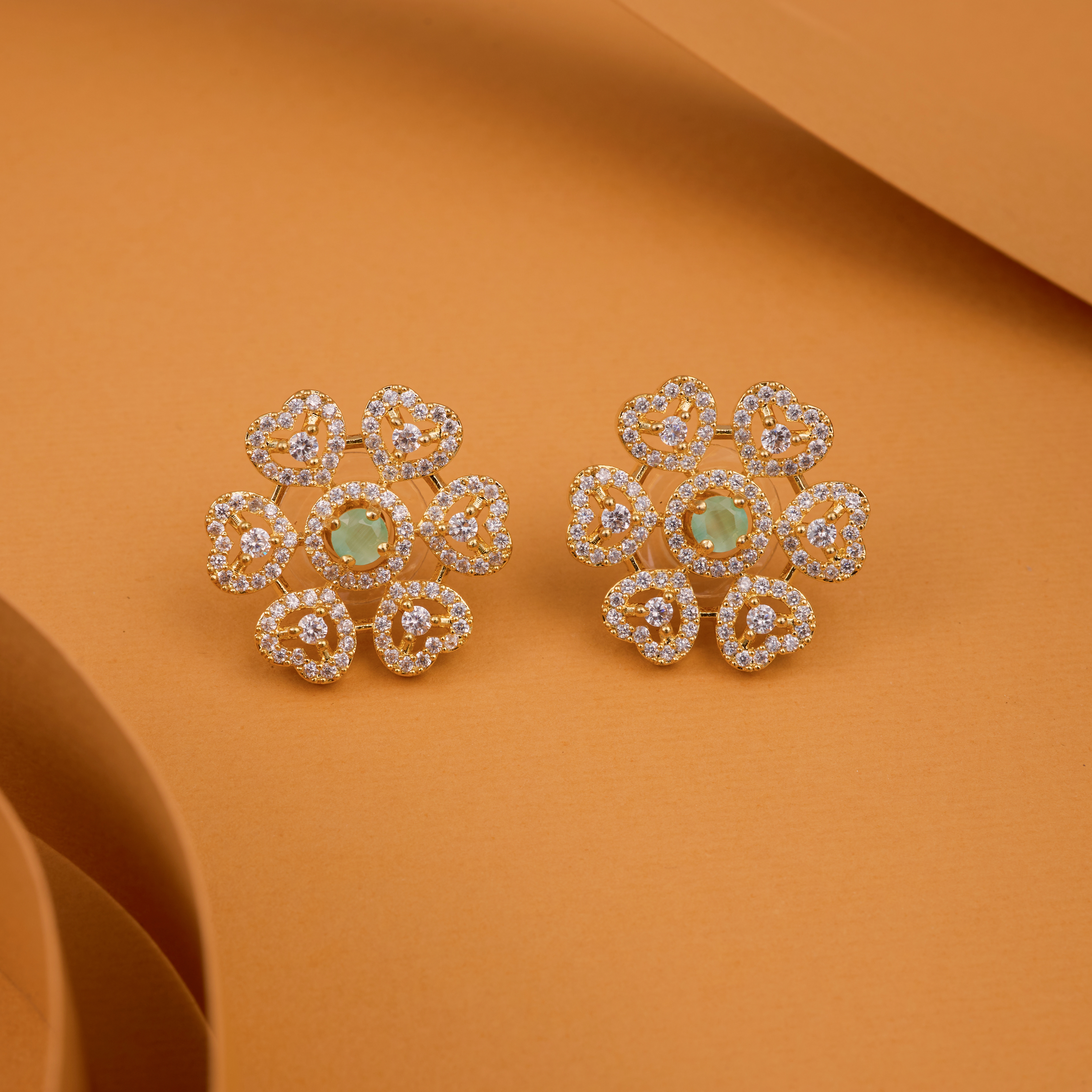 Turquoise Heart Bloom Studs