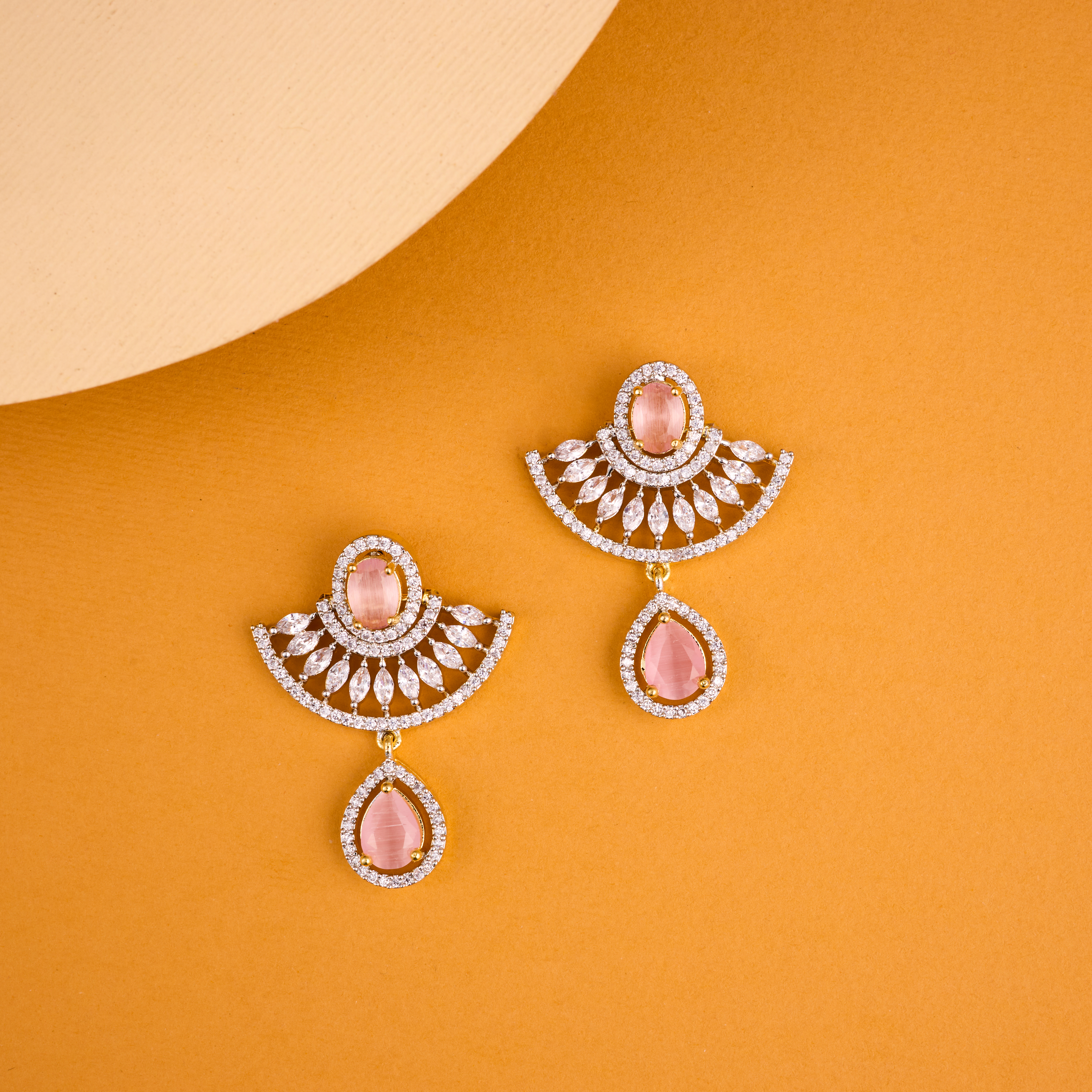 Pink Half Bloom Drop Earrings