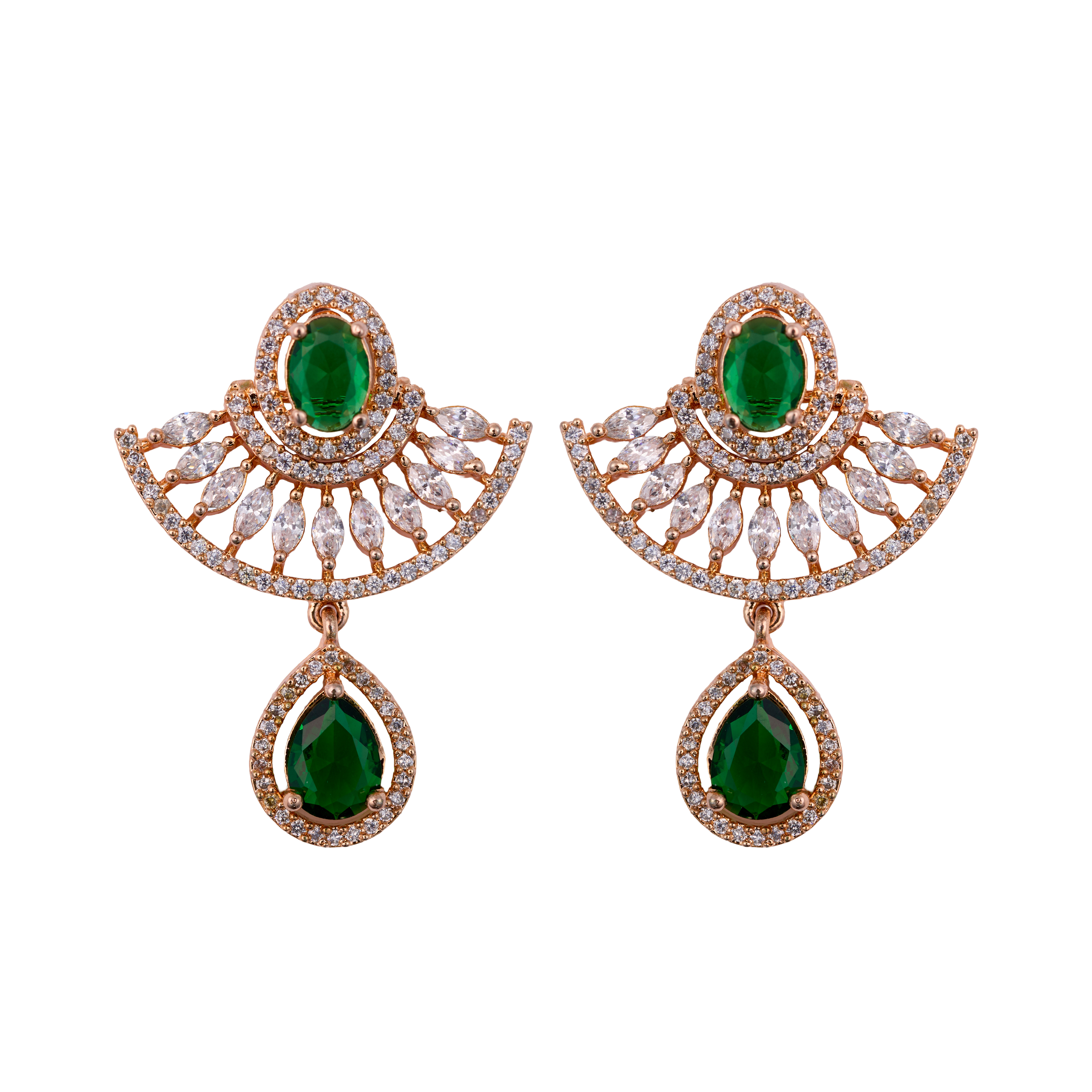 Emerald Half Bloom Drop Earrings
