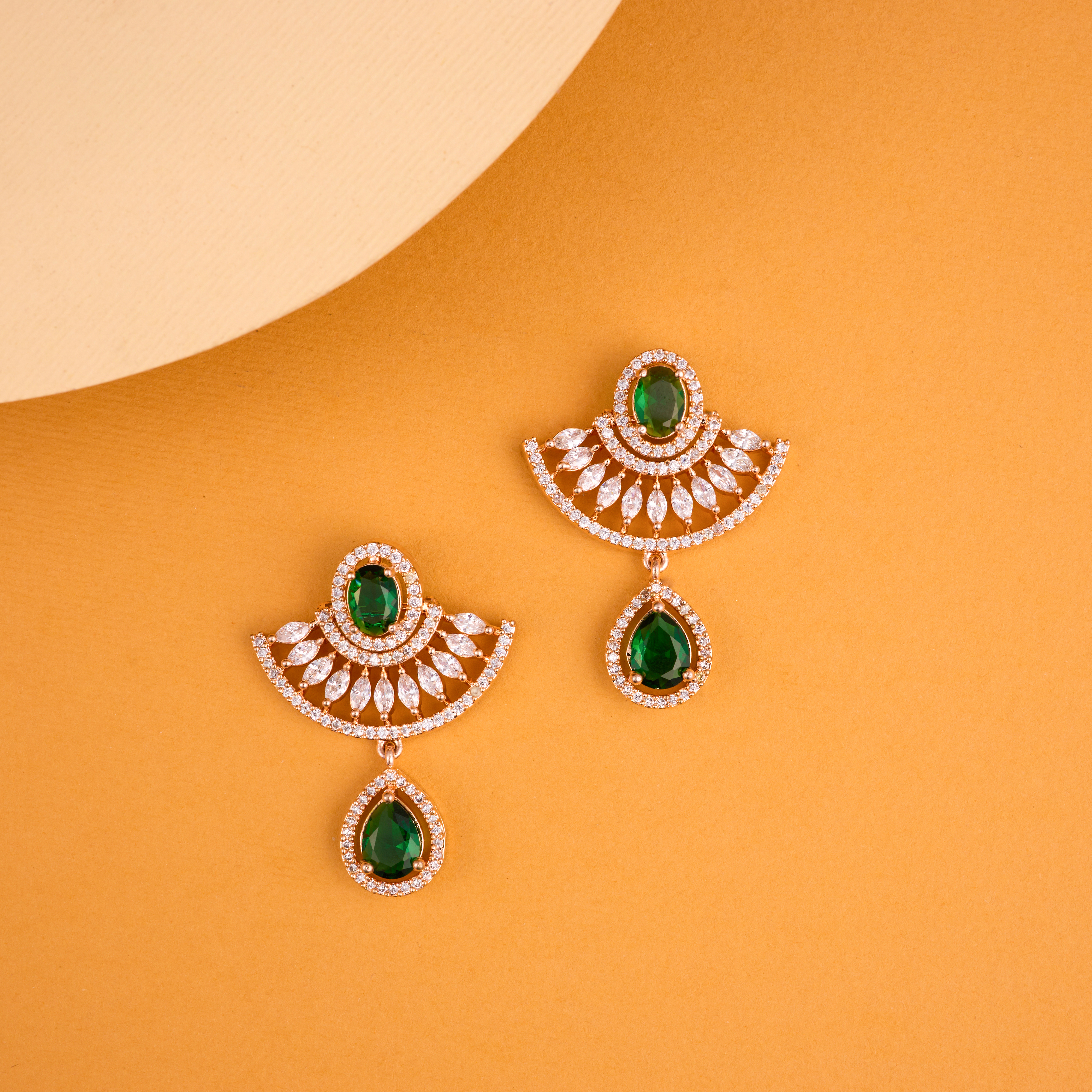 Emerald Half Bloom Drop Earrings
