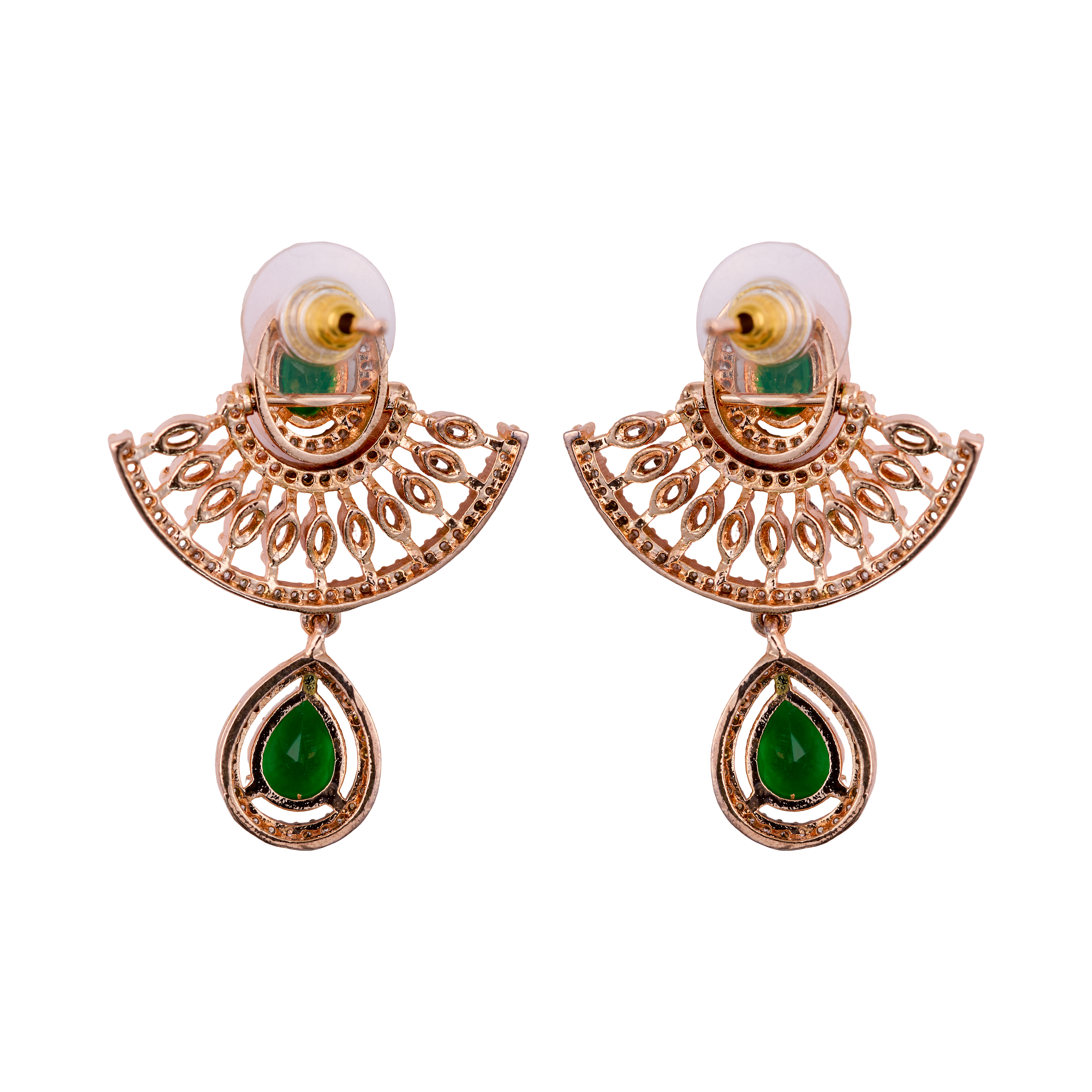Emerald Half Bloom Drop Earrings