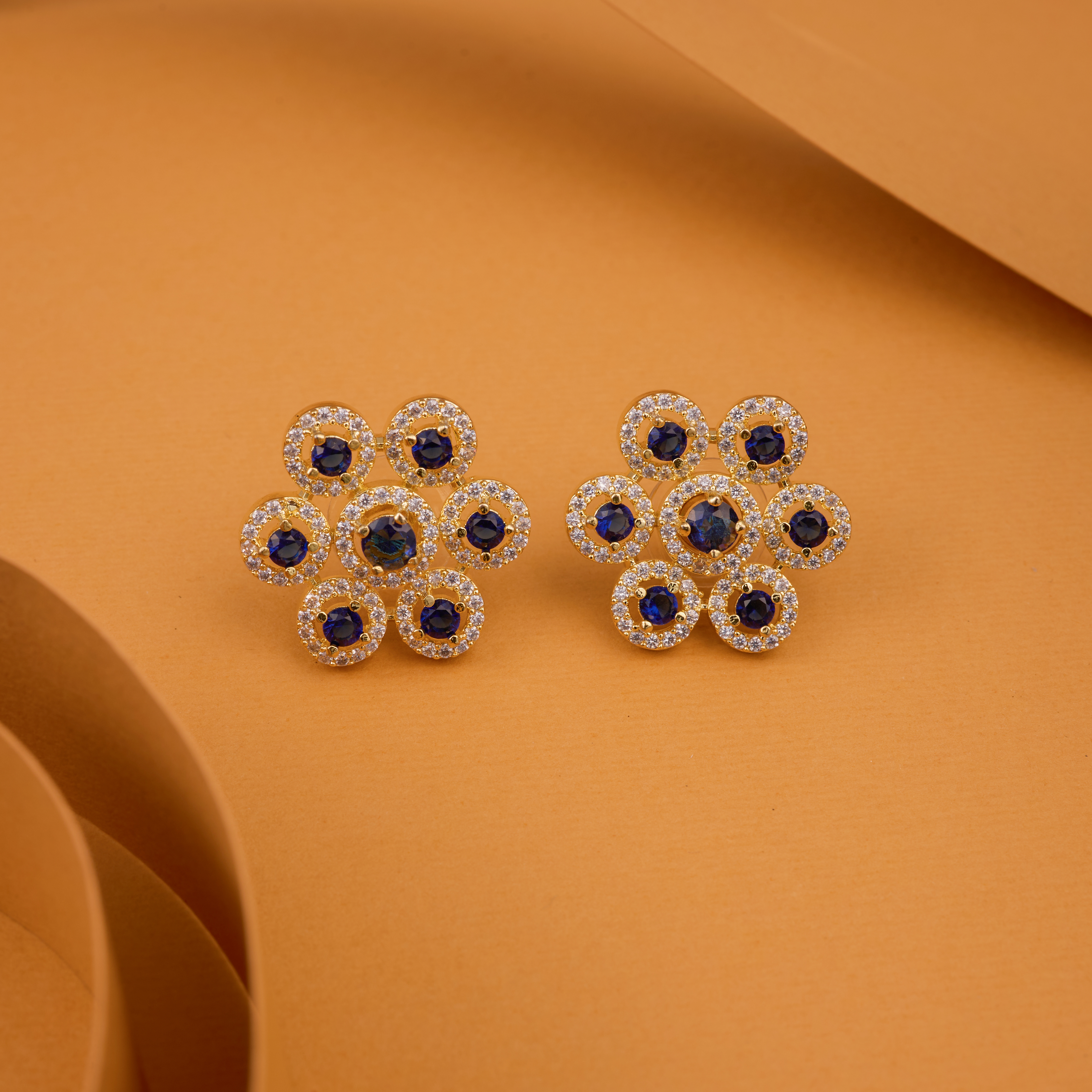 Blue Blossom of Round Petal Studs