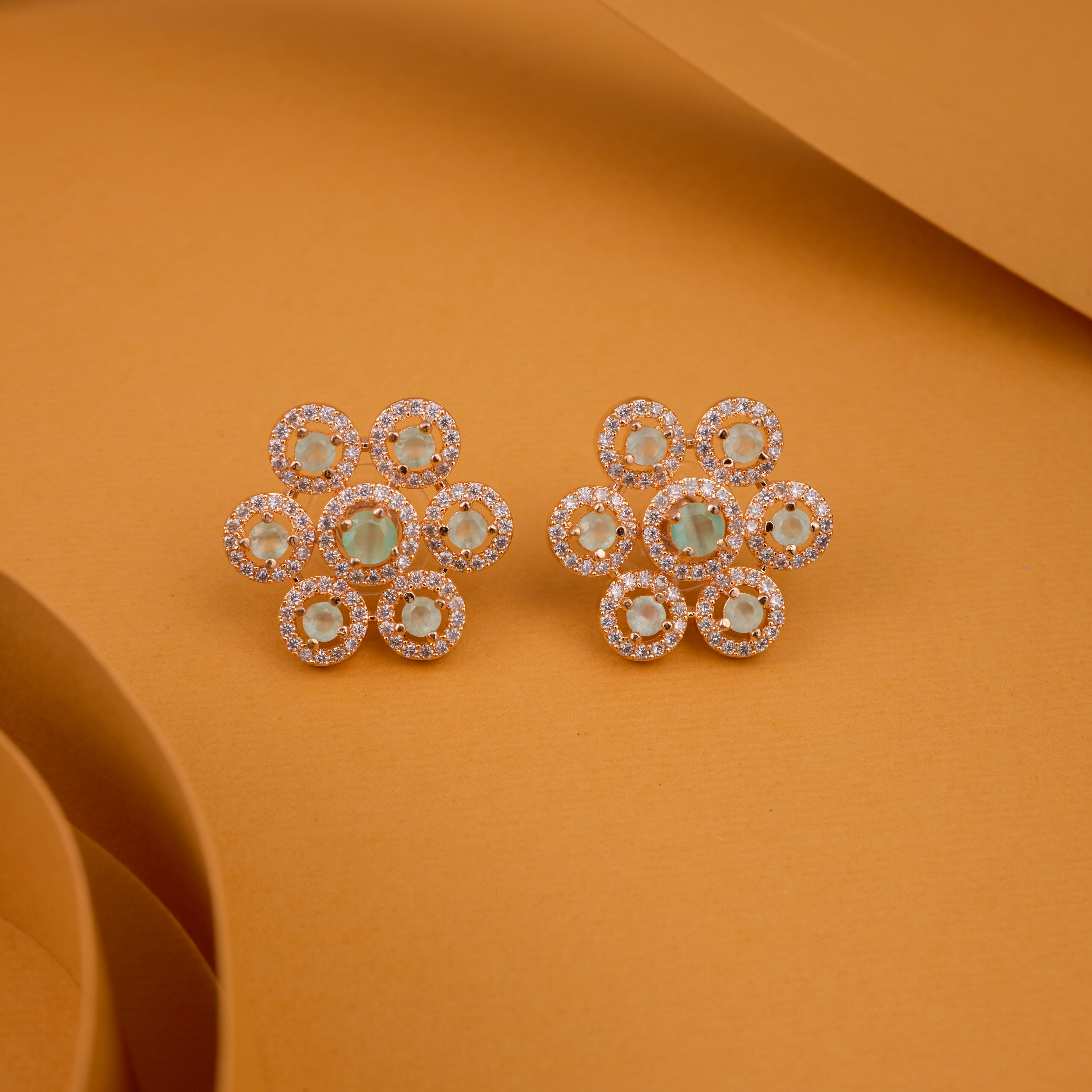Turquoise Blossom of Round Petal Studs