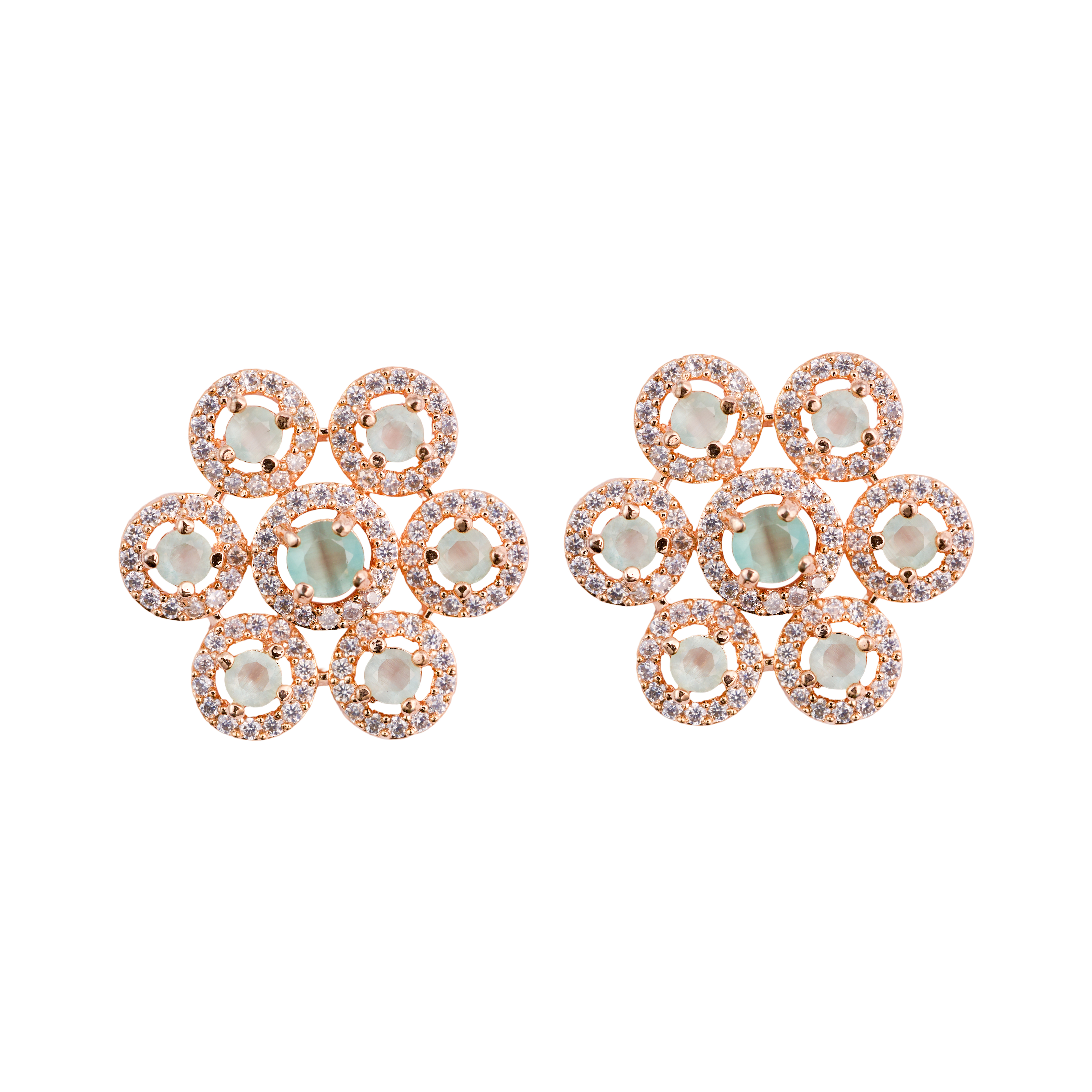 Turquoise Blossom of Round Petal Studs