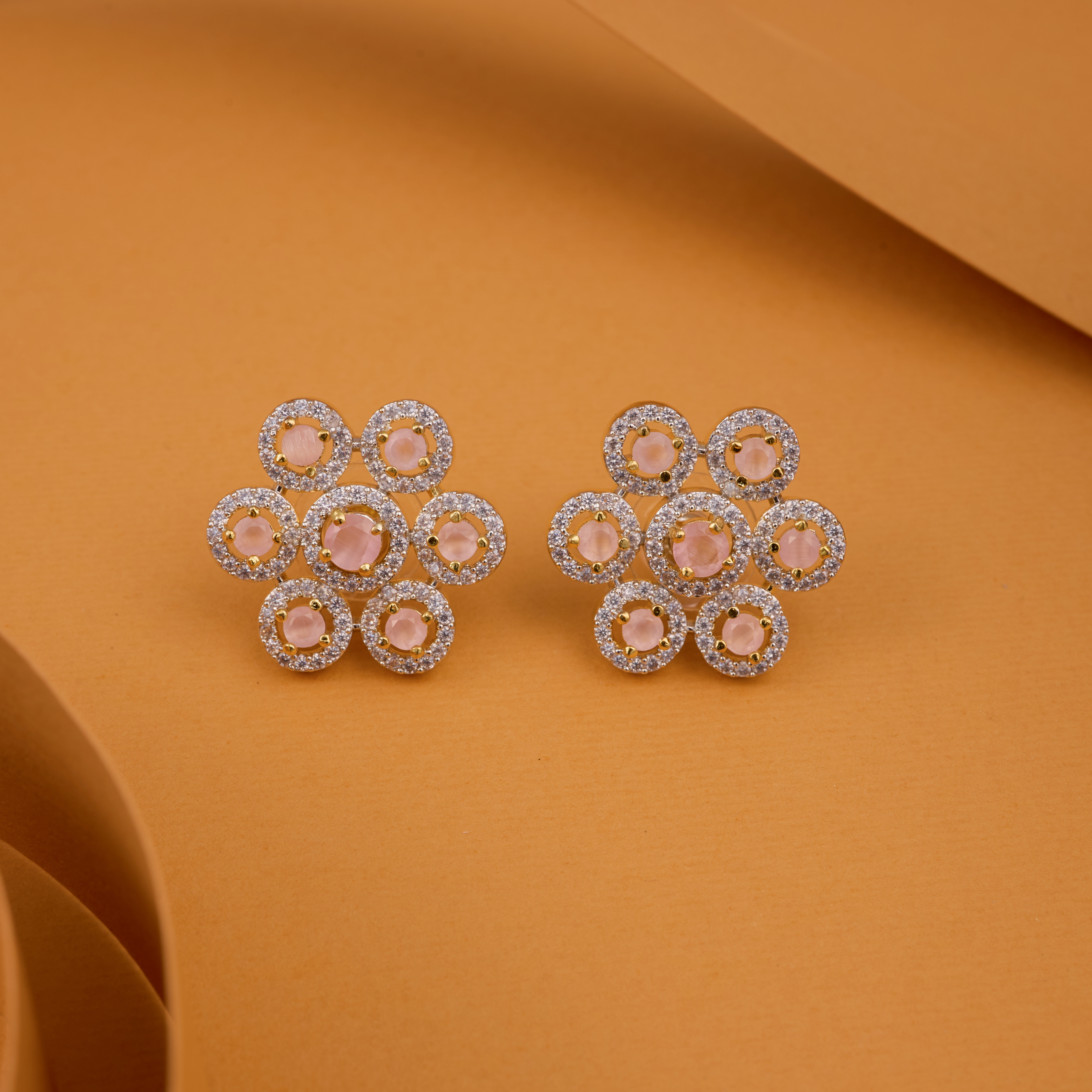 Baby Pink Blossom of Round Petal Studs