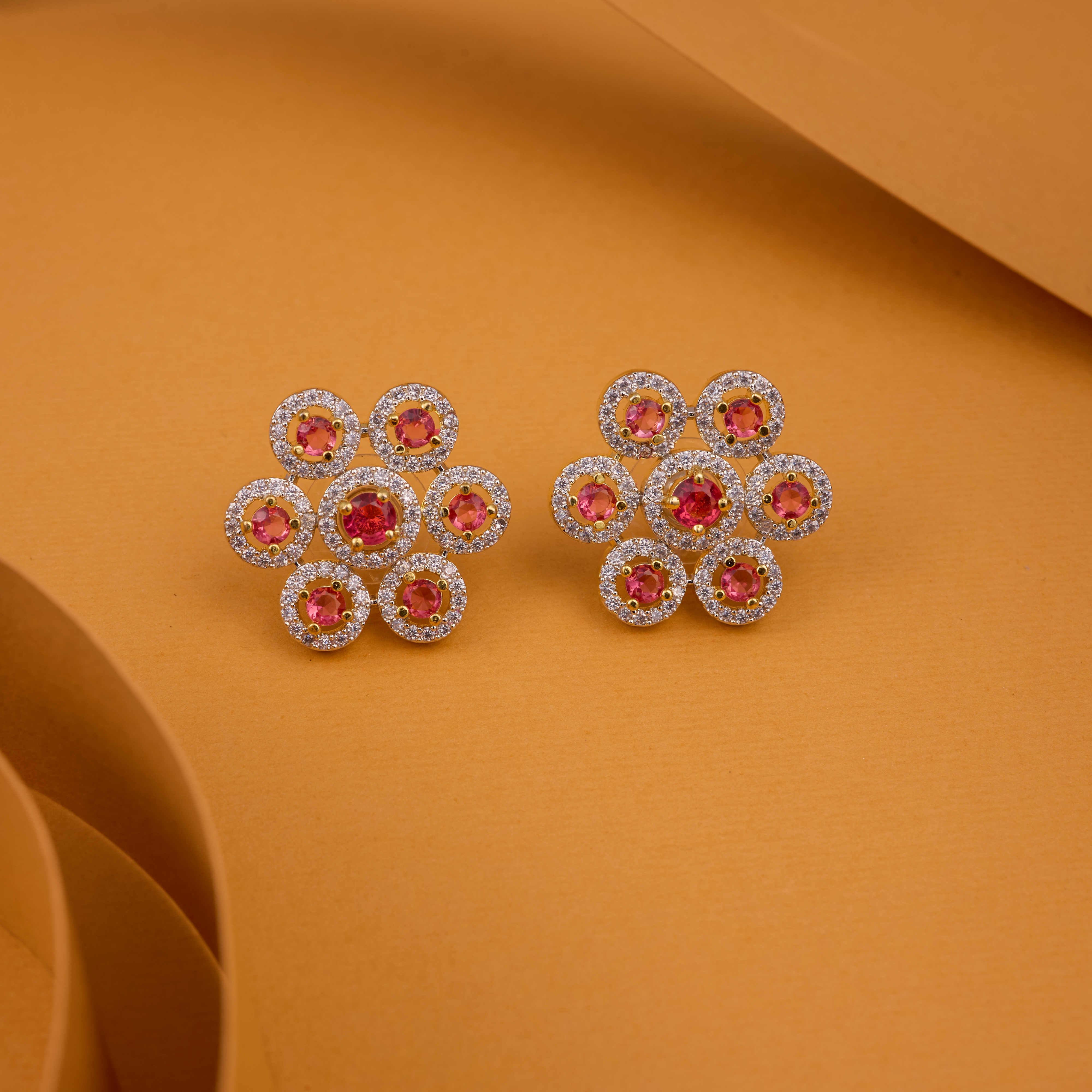 Red Blossom of Round Petal Studs