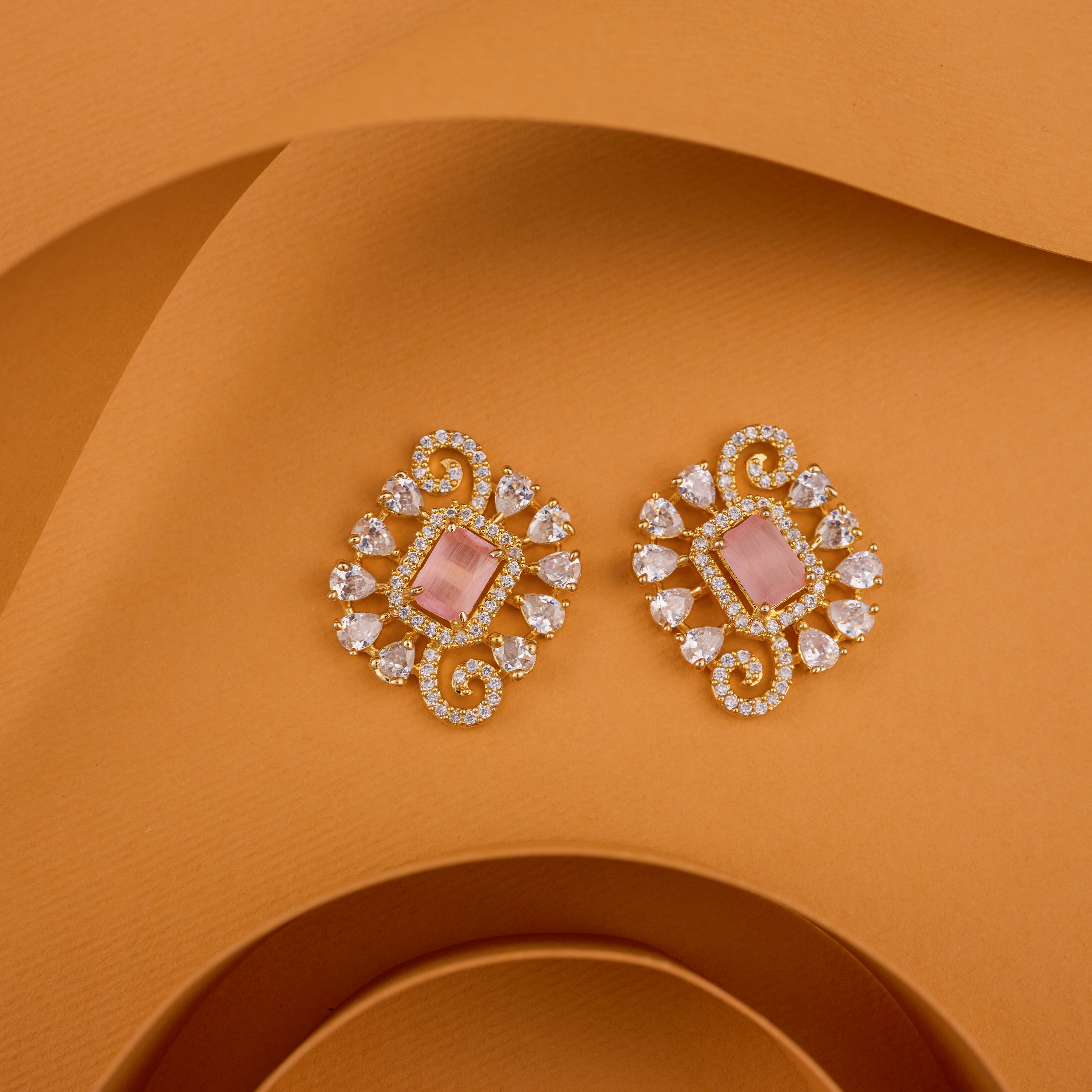 The Classy Pink Rectangle Diva Studs
