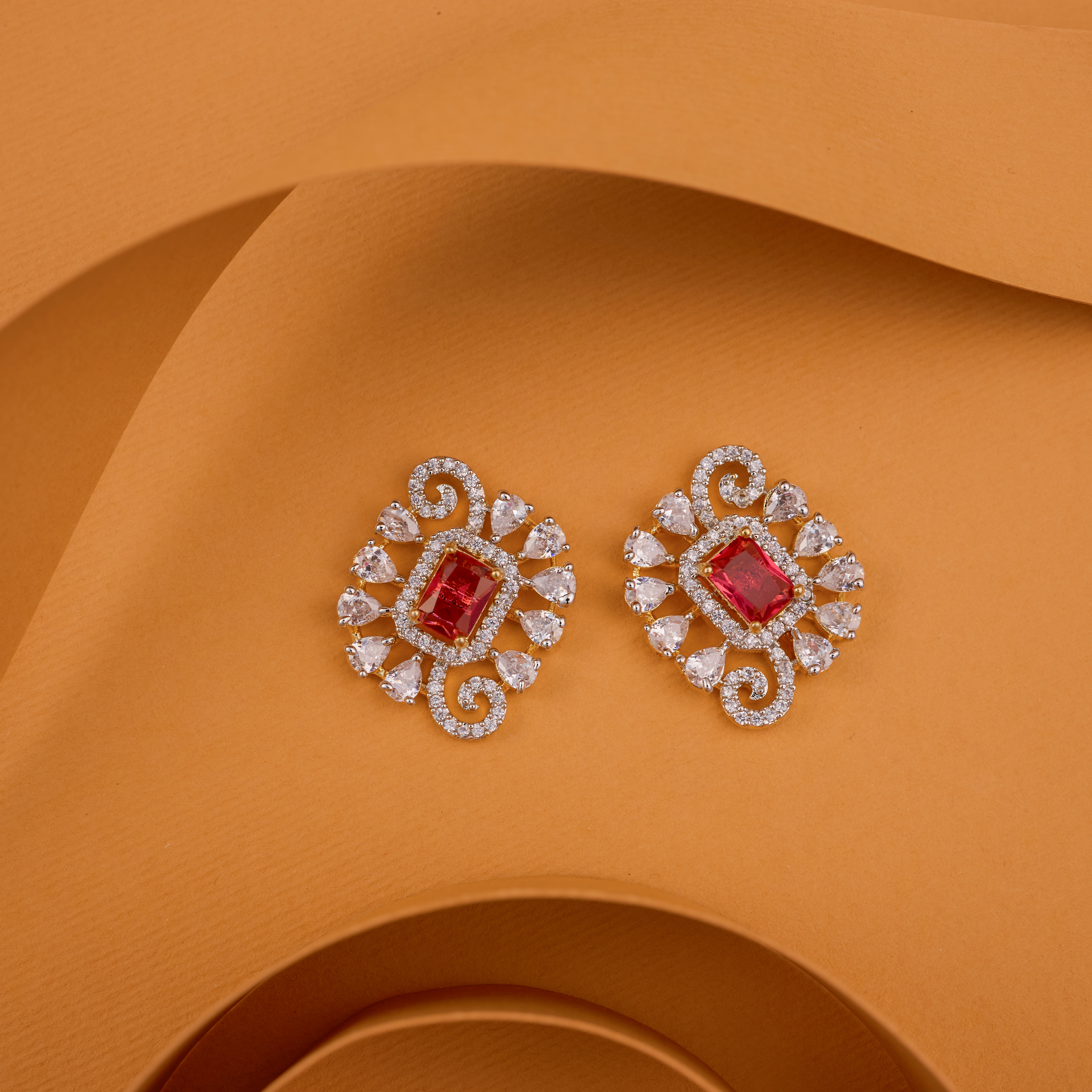 The Classy Red Rectangle Diva Studs