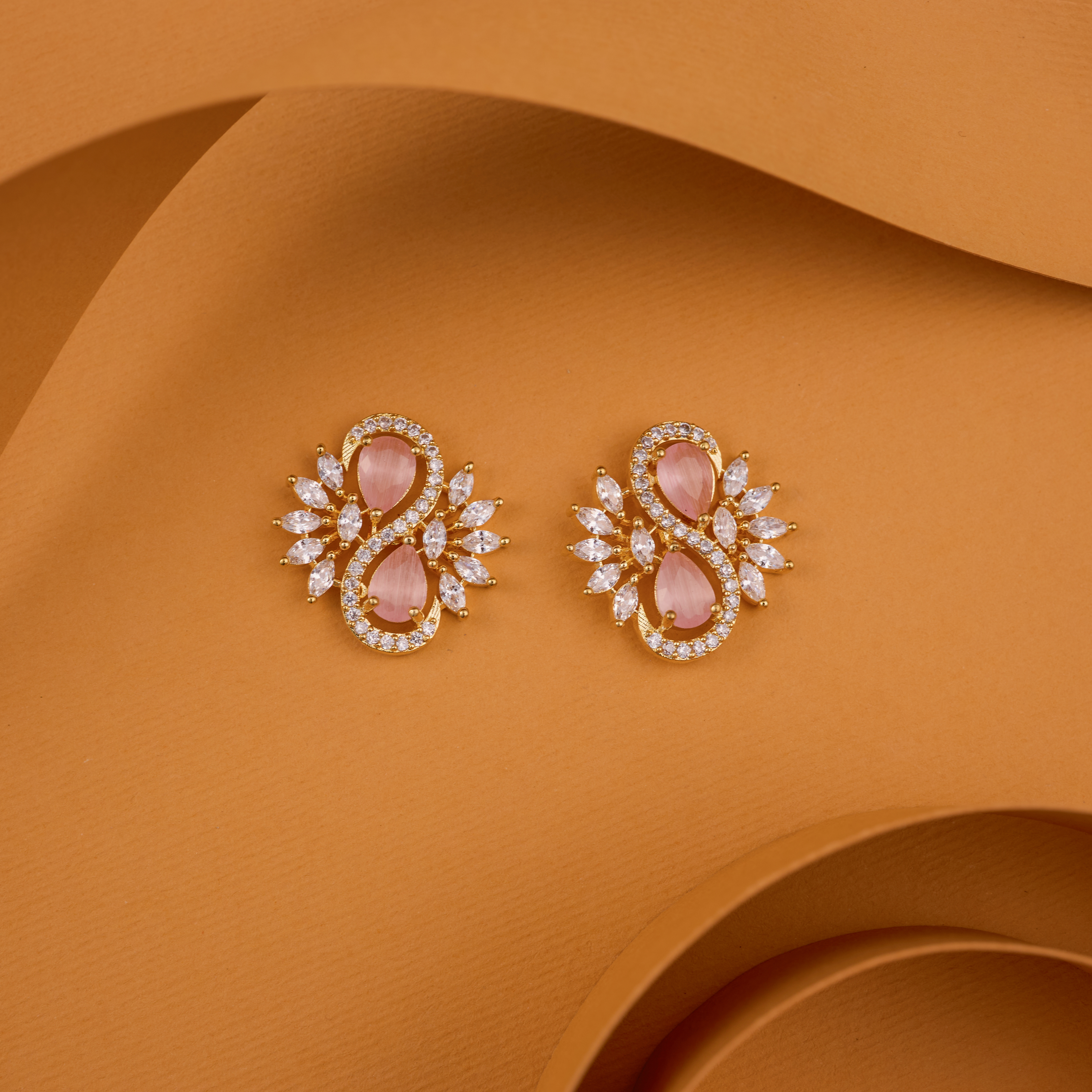 The Infinity Pink Glow Floral Studs