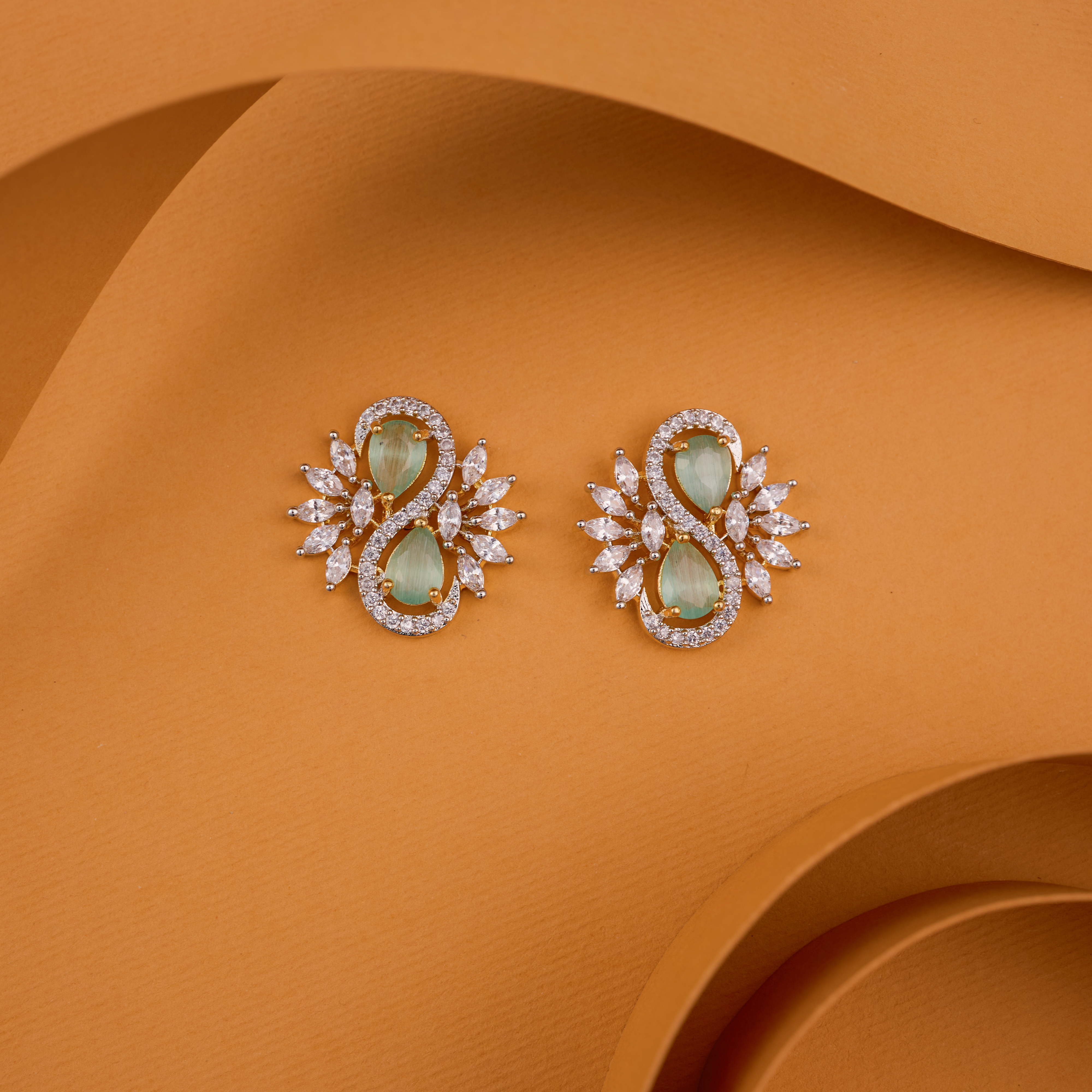 The Infinity  Turquoise Glow Floral Studs