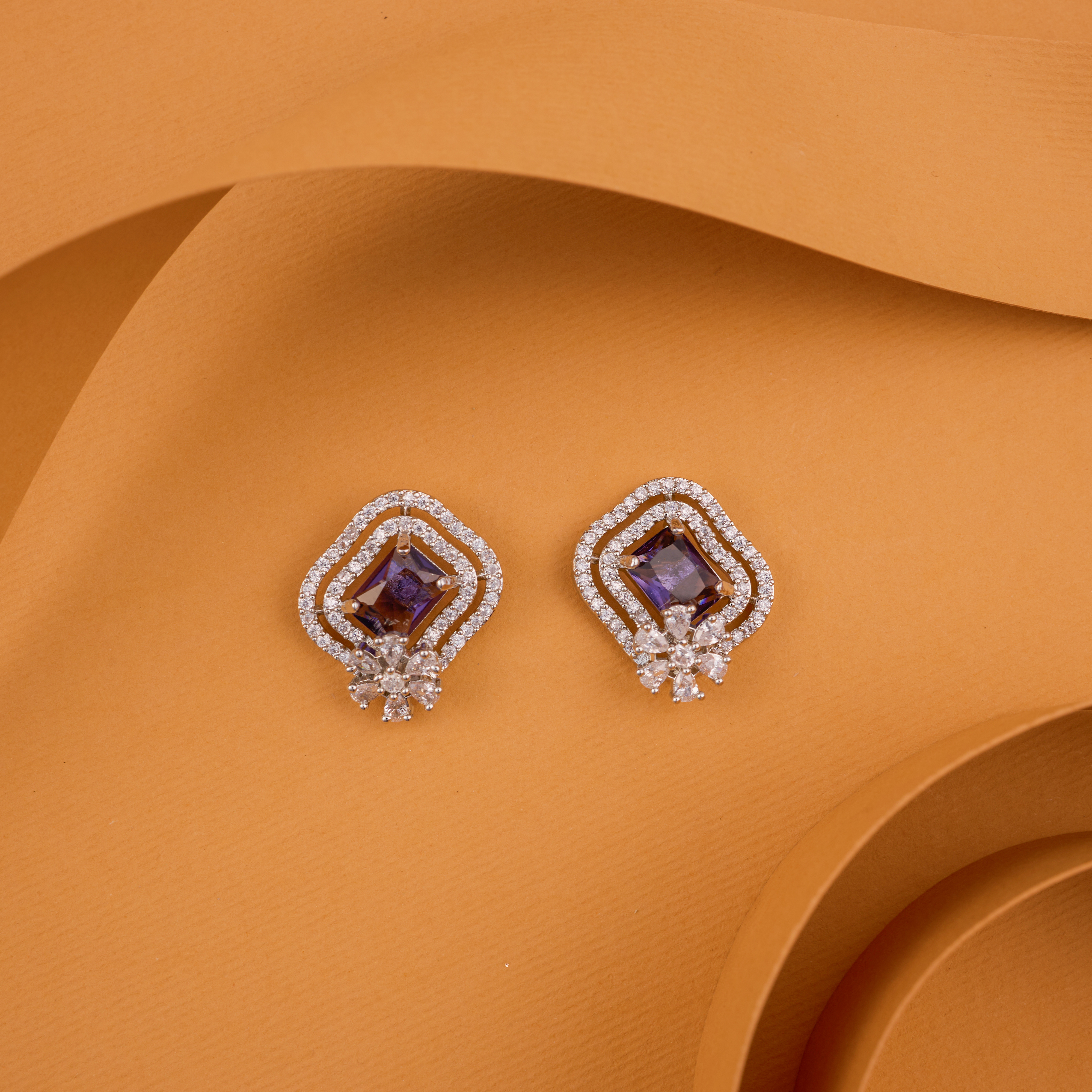 Purple Rectella Floral Elegant Studs