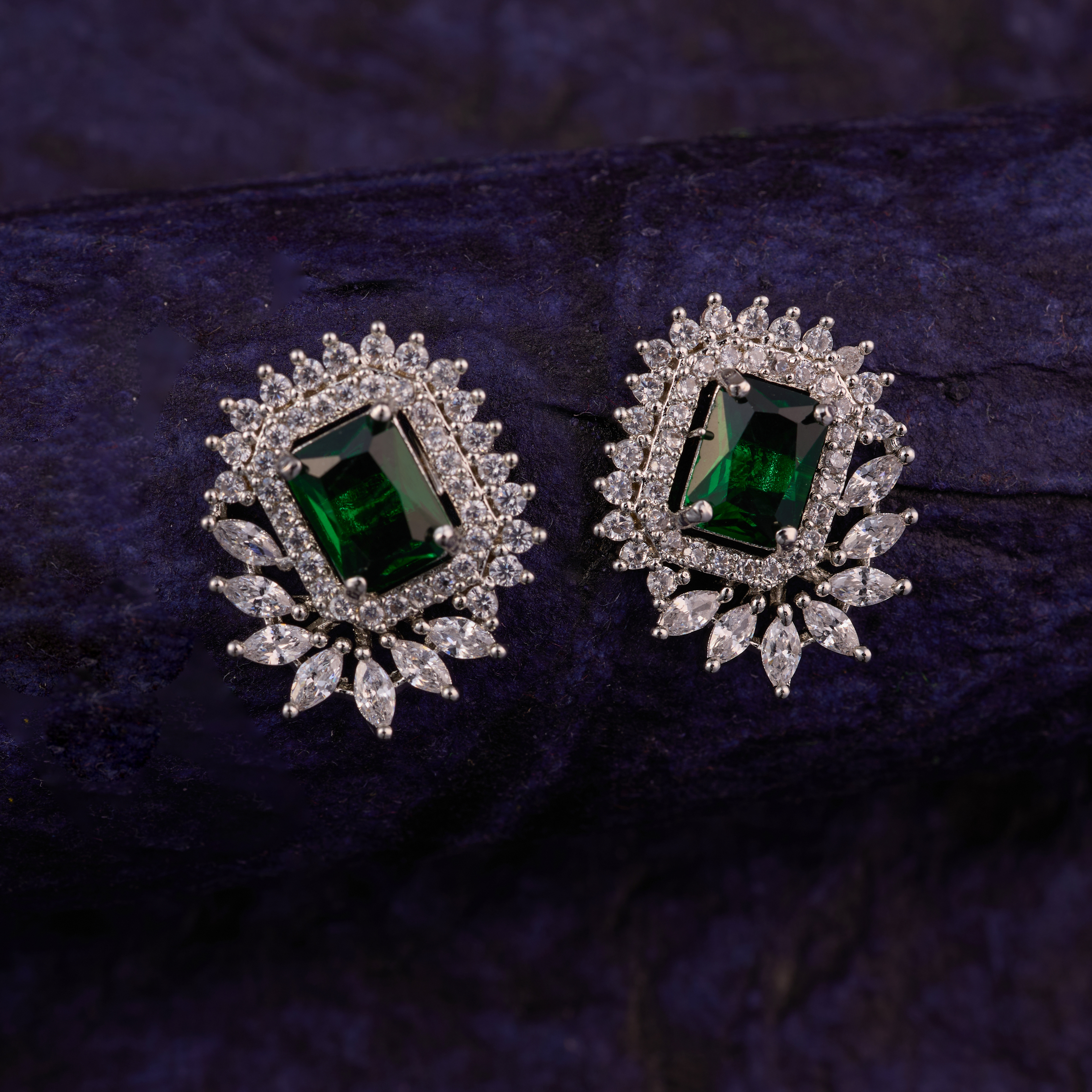 Emerald Glow Halo Studs