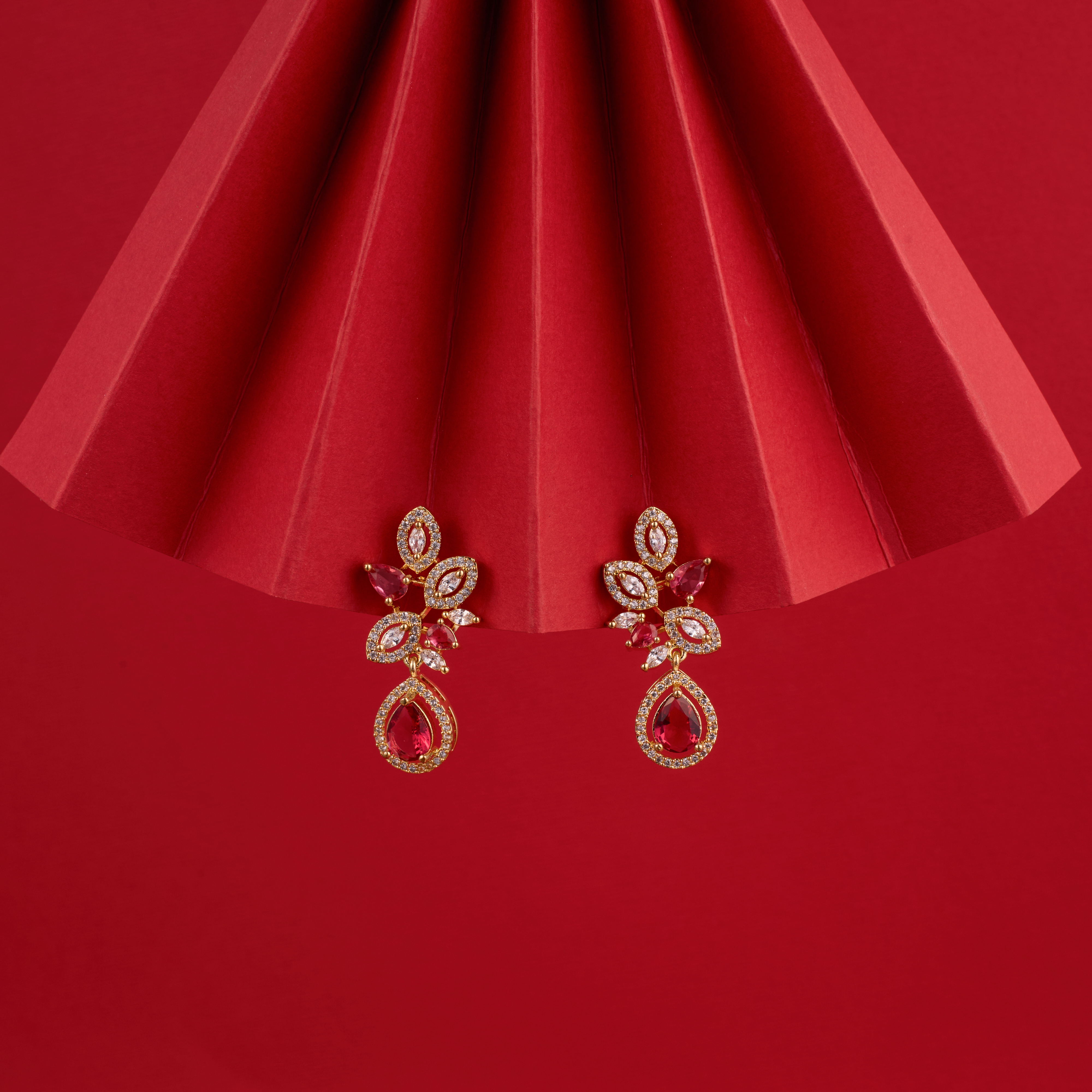 Bouquet of Radiance Red Drop Earrings